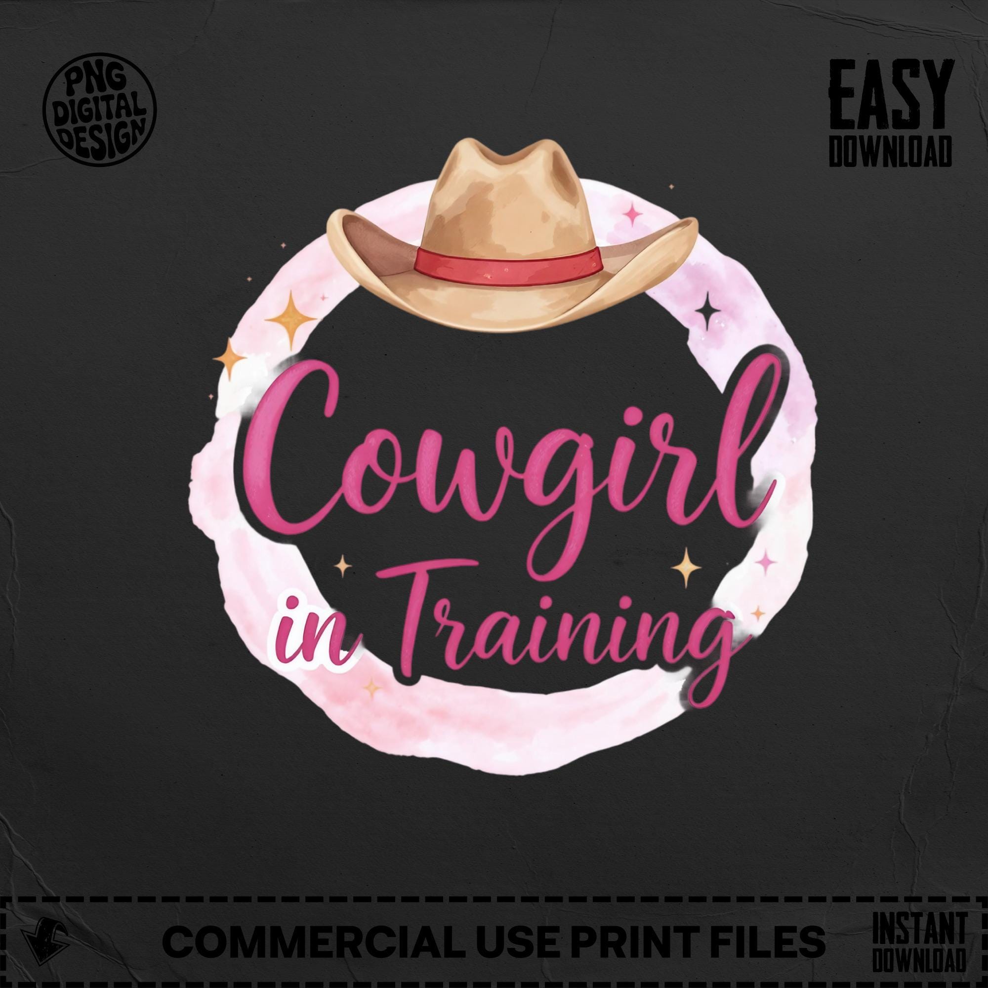 Cowgirl in Training PNG: Watercolor Western T-Shirt Design (Digital Download)