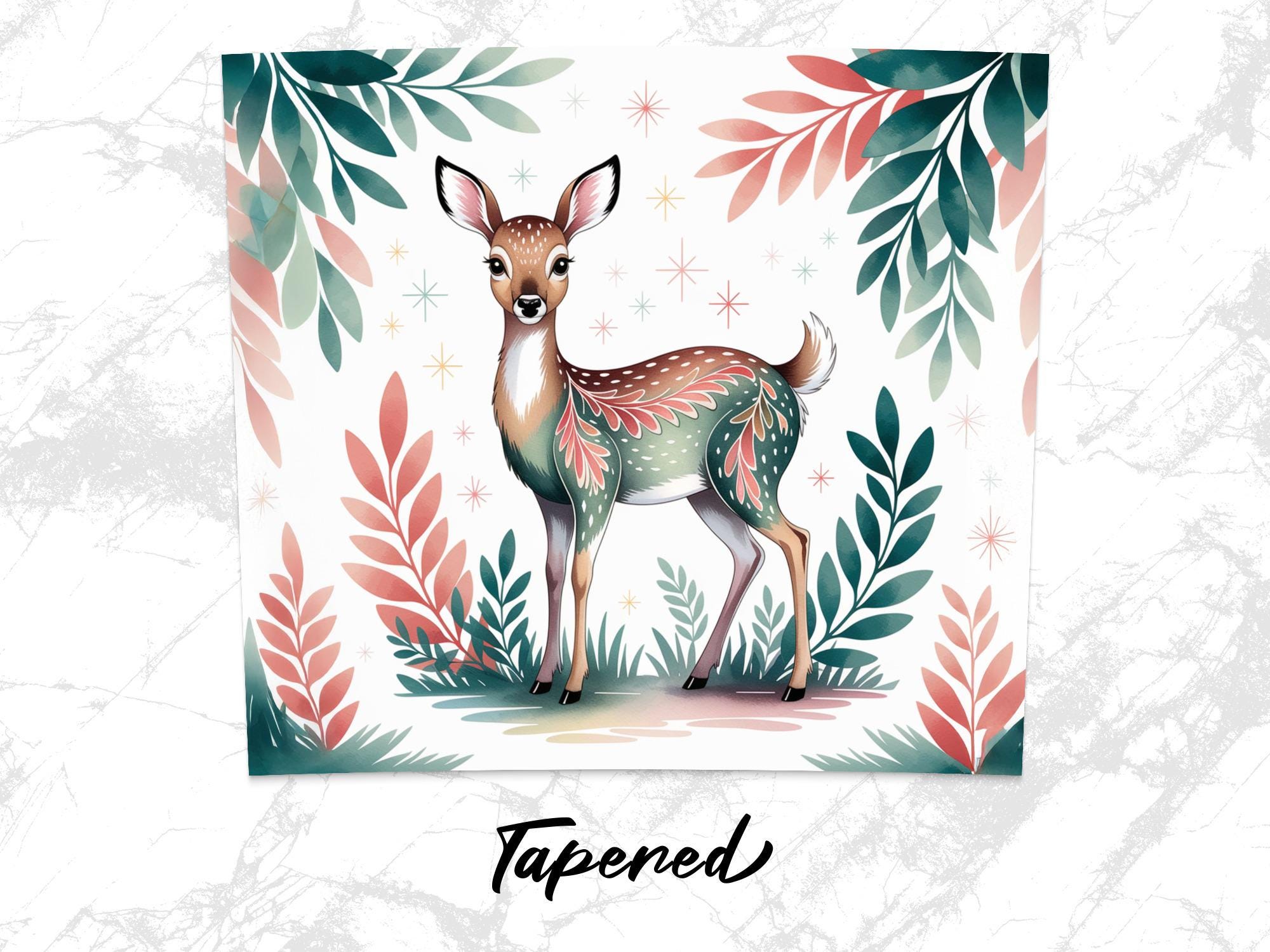 Watercolor Deer Tumbler Wrap: Floral 20oz Skinny Sublimation (PNG Digital Download)