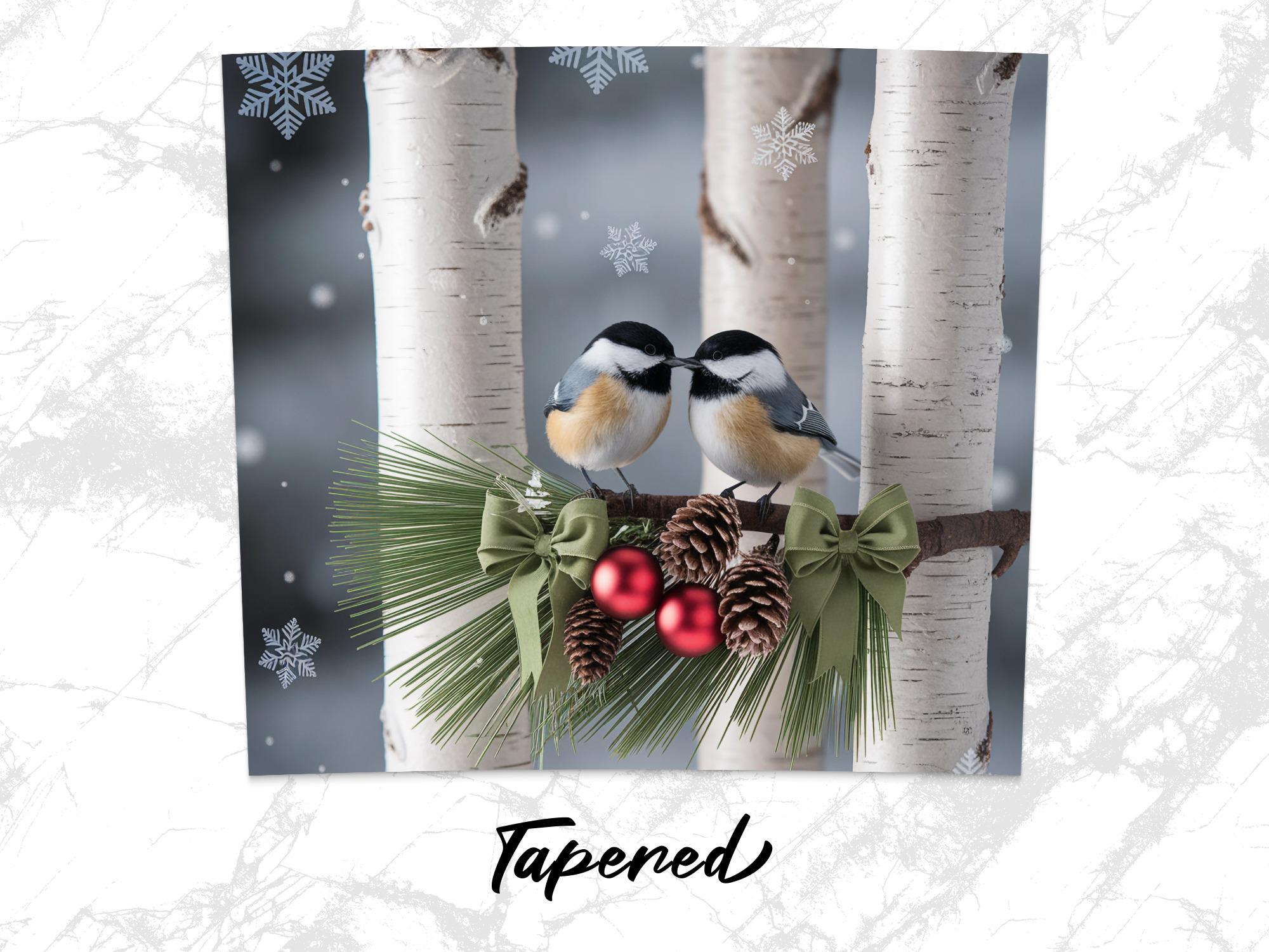 Chickadee Winter Tumbler Wrap: Birch & Pine Sublimation Design (PNG Digital Download)