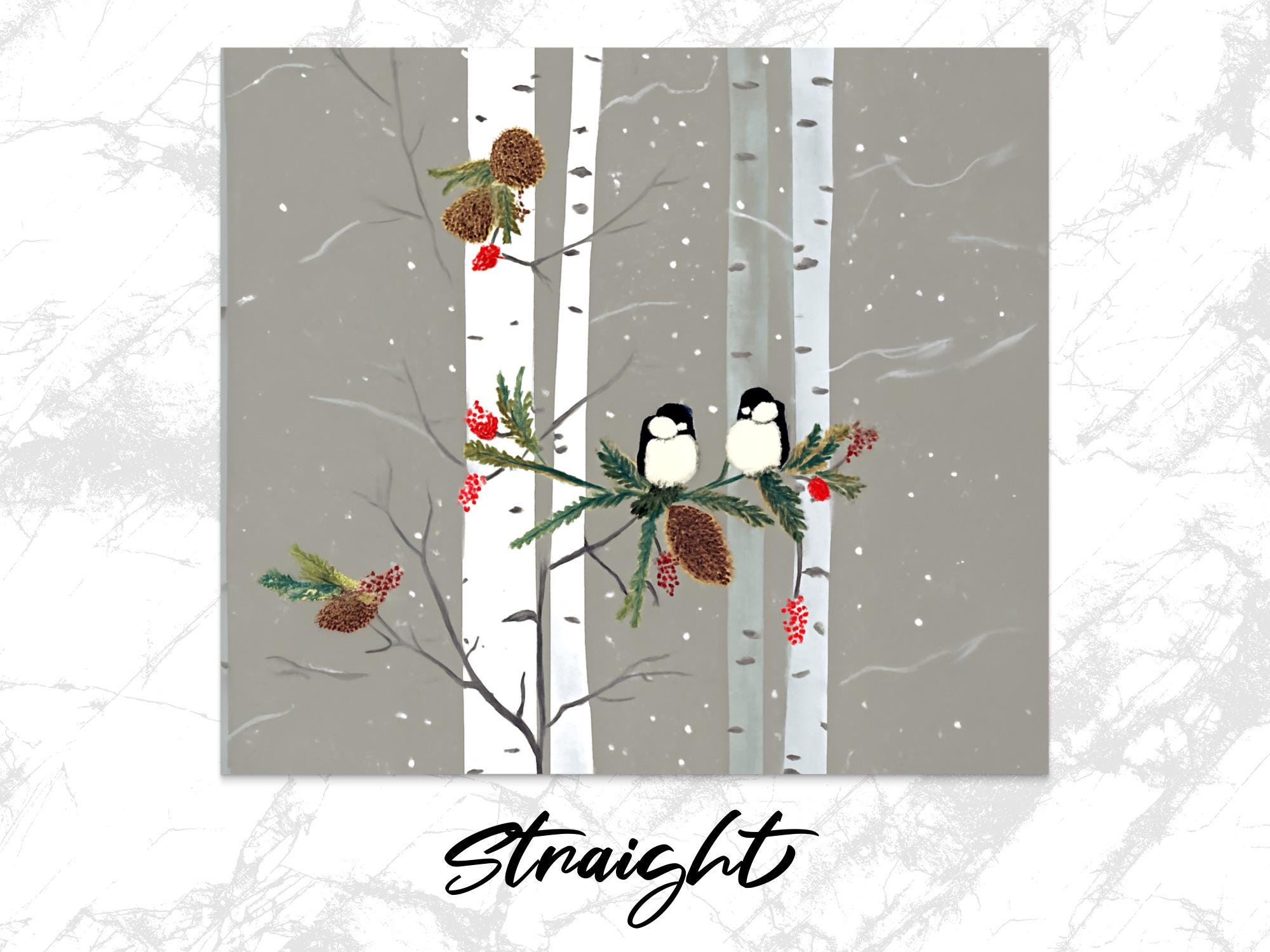 Chickadee Tumbler Wrap: Winter Bird, Birch Tree Design (Digital Download, 20oz PNG Files)