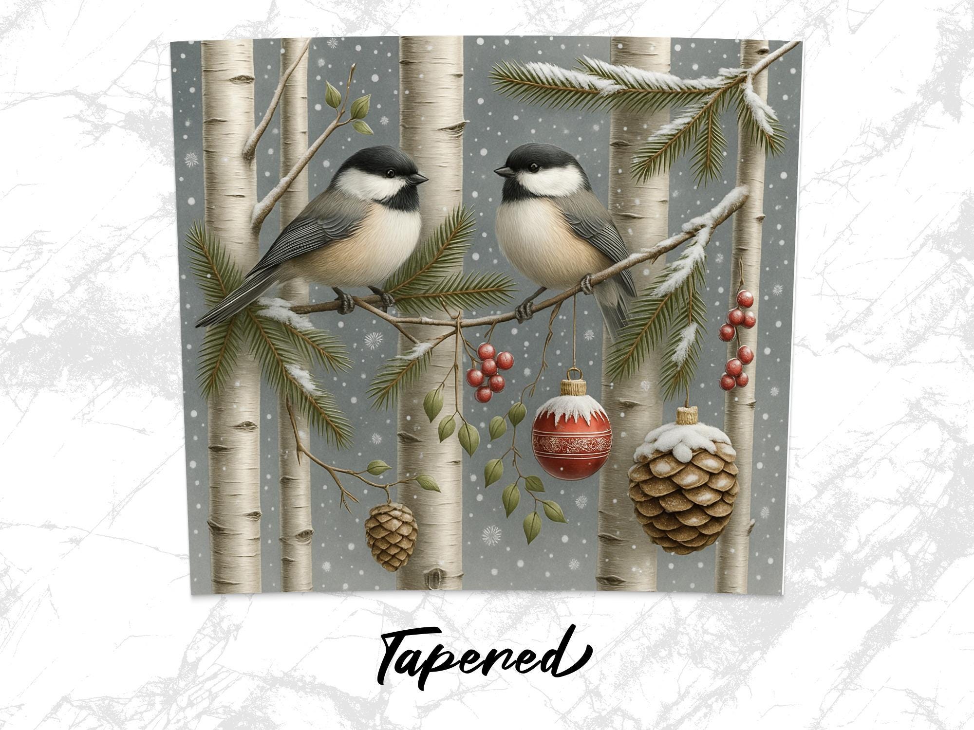 Chickadee Winter Tumbler Wrap: Christmas Bird PNG (Digital Download)
