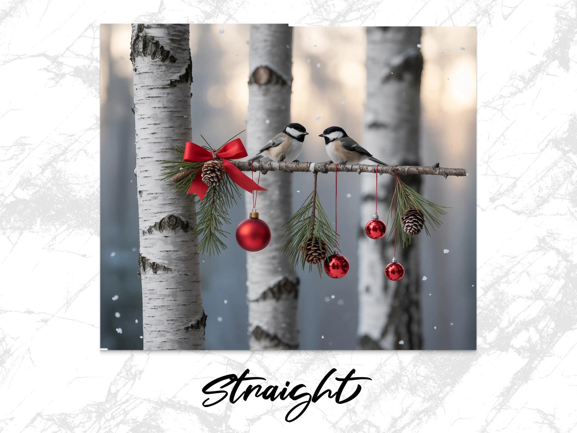 Winter Chickadee Tumbler Wrap: Christmas Ornament 20oz Skinny Tumbler PNG (Digital Download)