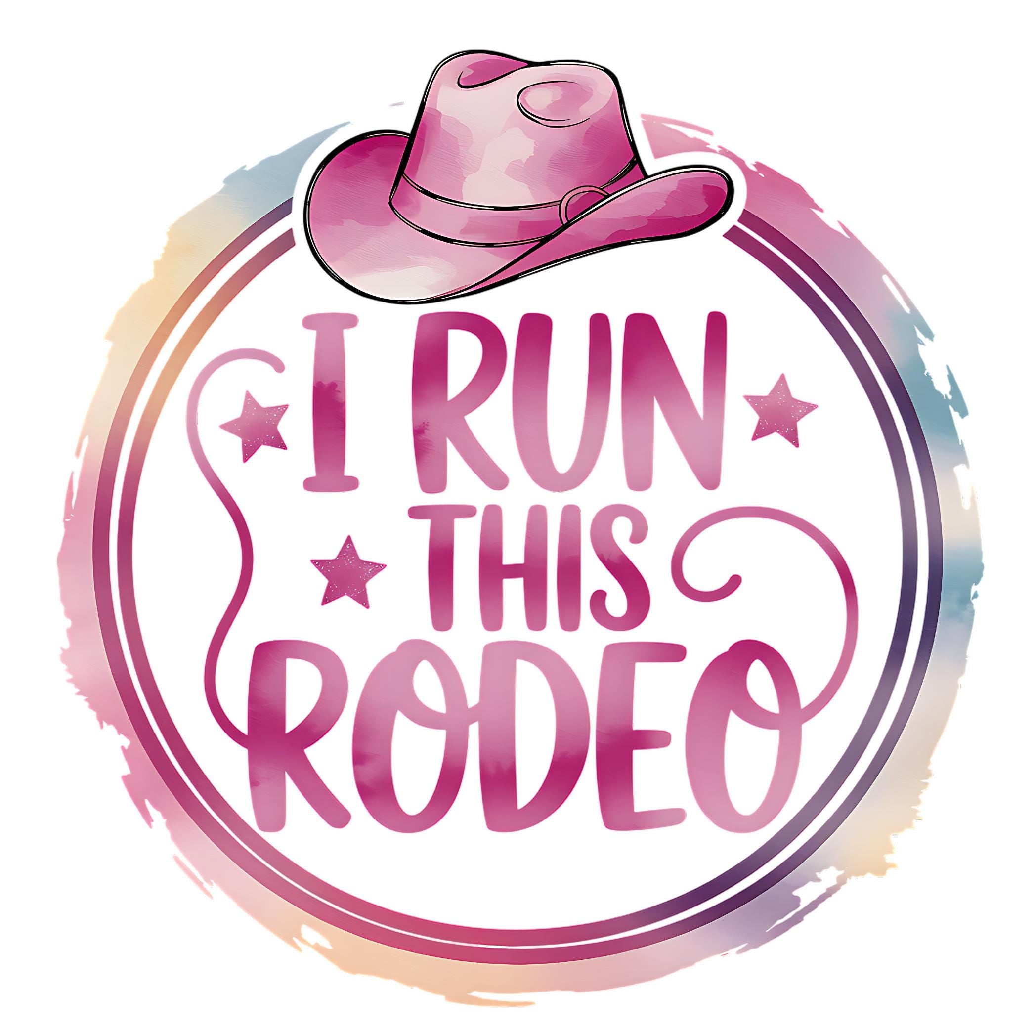 I Run This Rodeo PNG: Watercolor Cowboy Hat Design (Digital Download)