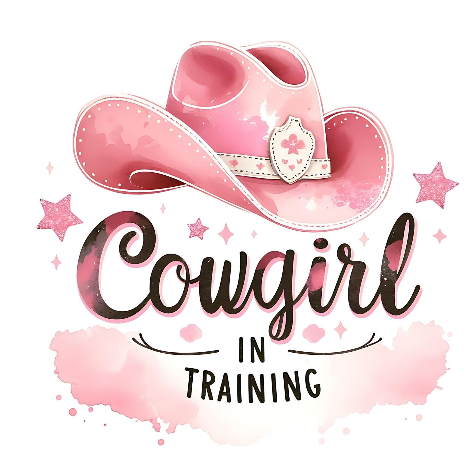 Cowgirl in Training PNG: Pink Cowgirl Hat, Western Digital Download
