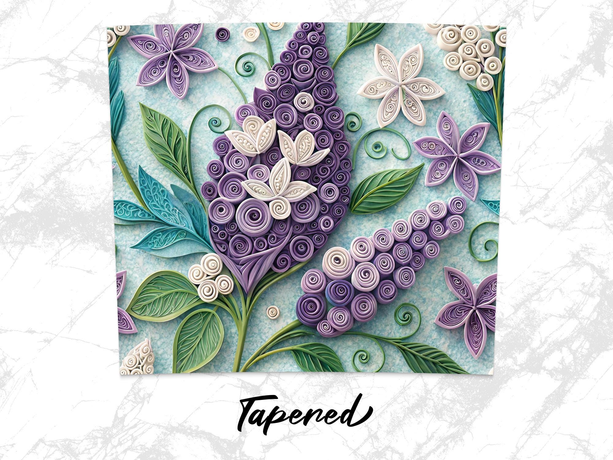 Quilled Lilac Tumbler Wrap: Spring Floral PNG Design (Digital Download 20oz Skinny Tumbler)