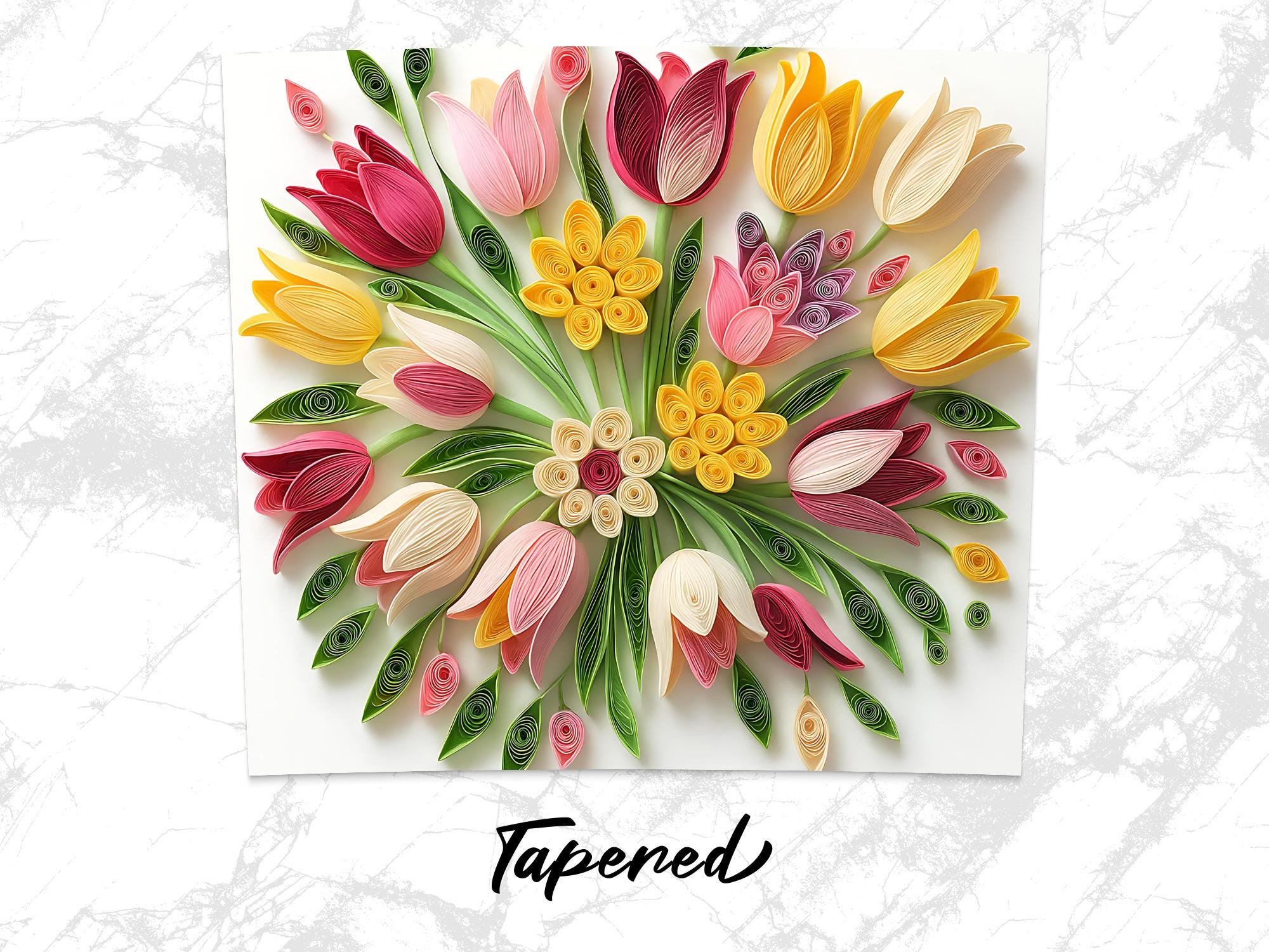 Quilled Tulip Tumbler Wrap: Floral Sublimation Design (Digital Download, 20oz Skinny Tumbler PNG)