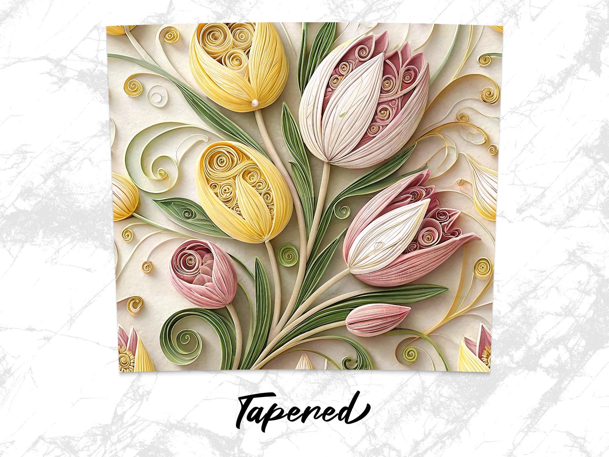 Quilled Tulip Tumbler Wrap: Spring Floral Sublimation Design (Digital Download