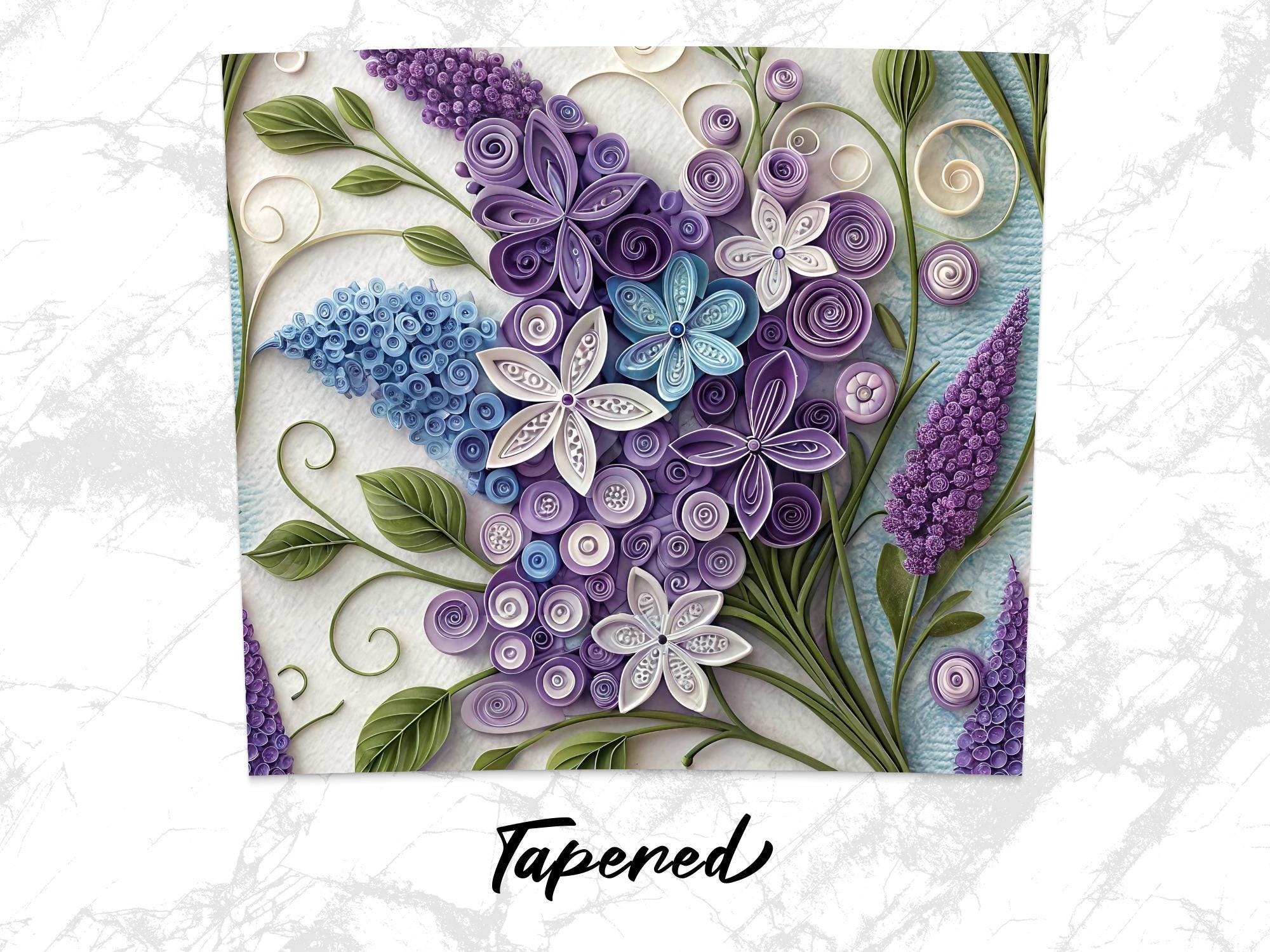 Lilac Floral Tumbler Wrap: Paper Quilling PNG (Digital Download)