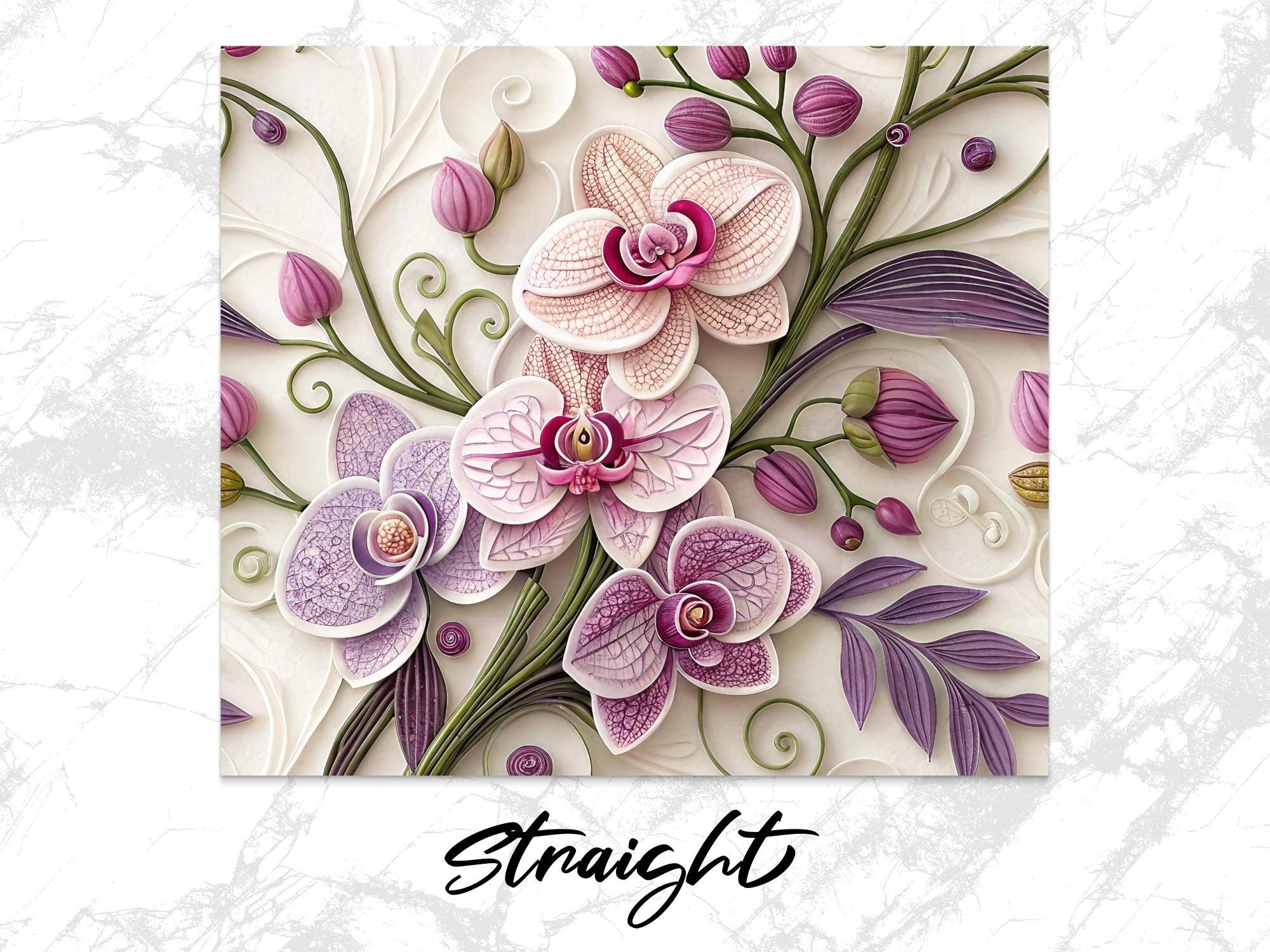 Purple Orchid Tumbler Wrap: Floral Sublimation Design (Digital Download, 20oz Tumbler PNGs)