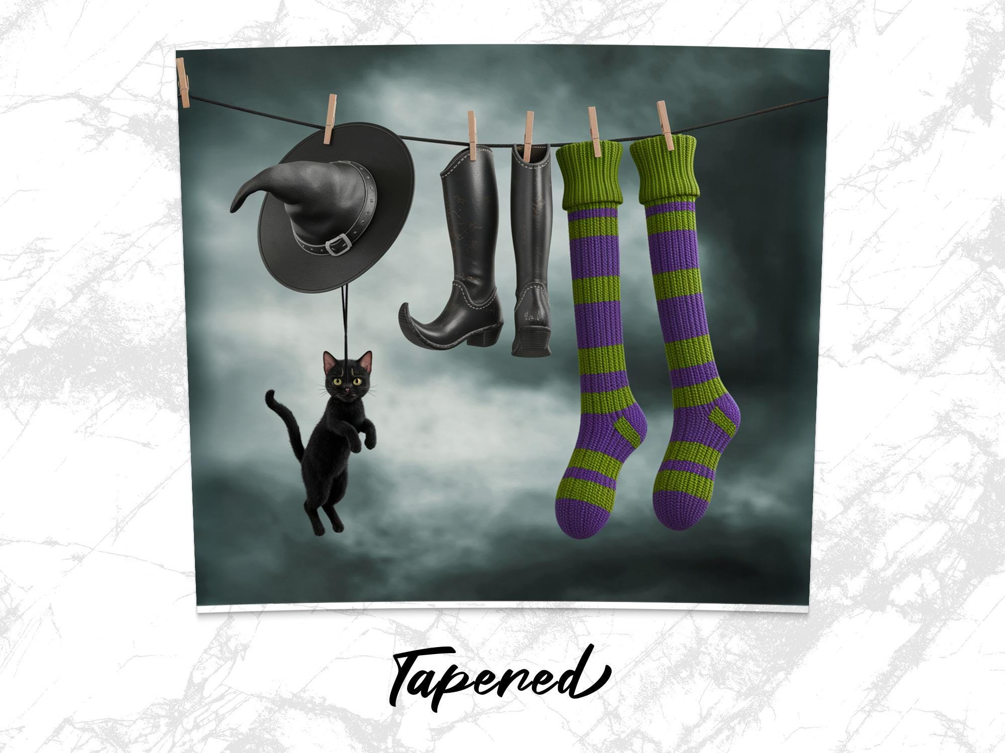 Witch Tumbler Wrap: Halloween Cat & Apparel Design (PNG Digital Download 20oz Skinny Tumbler Template)