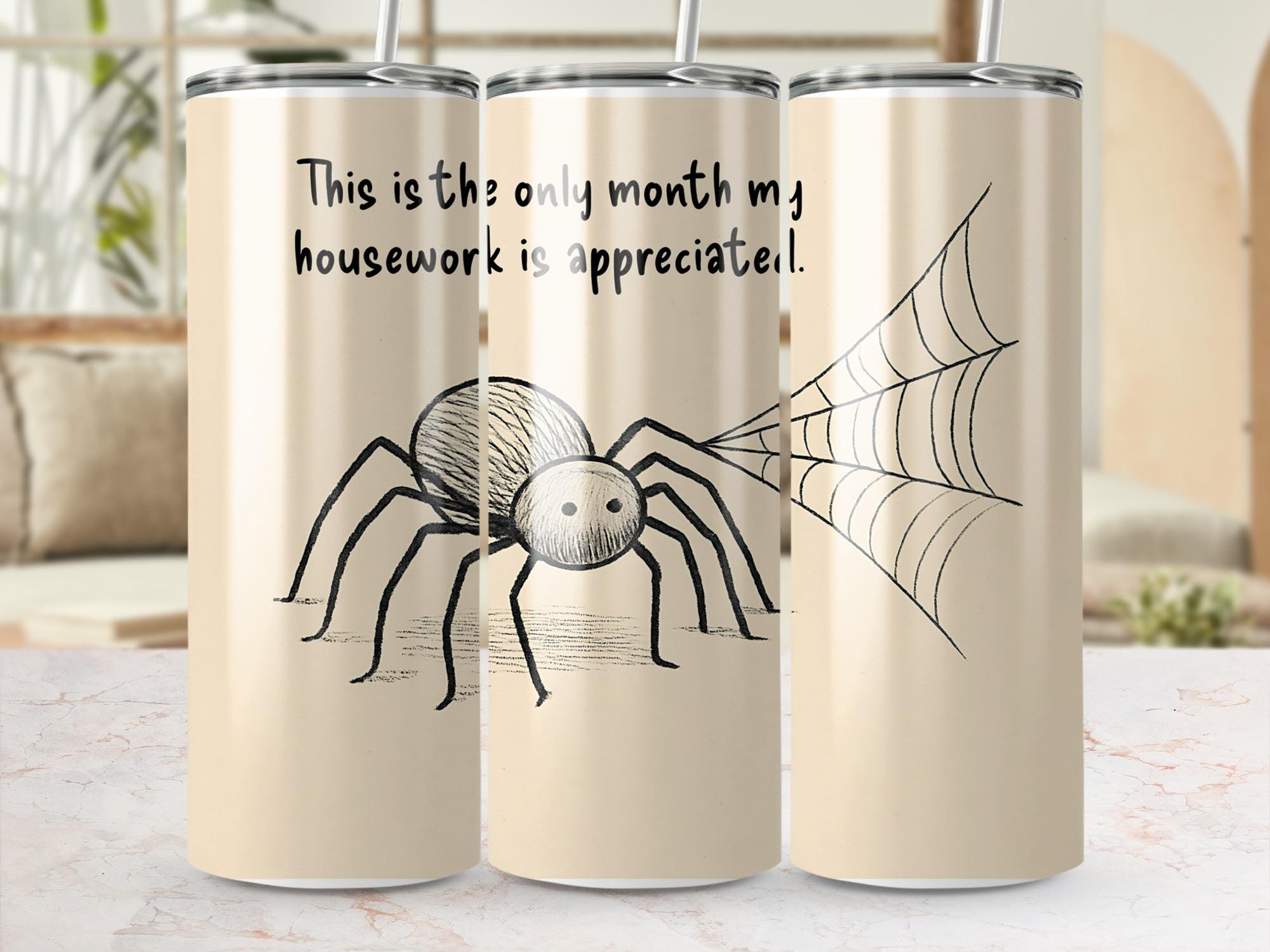 Funny Spider Halloween Tumbler Wrap: Housework Appreciated PNG (Digital Download)