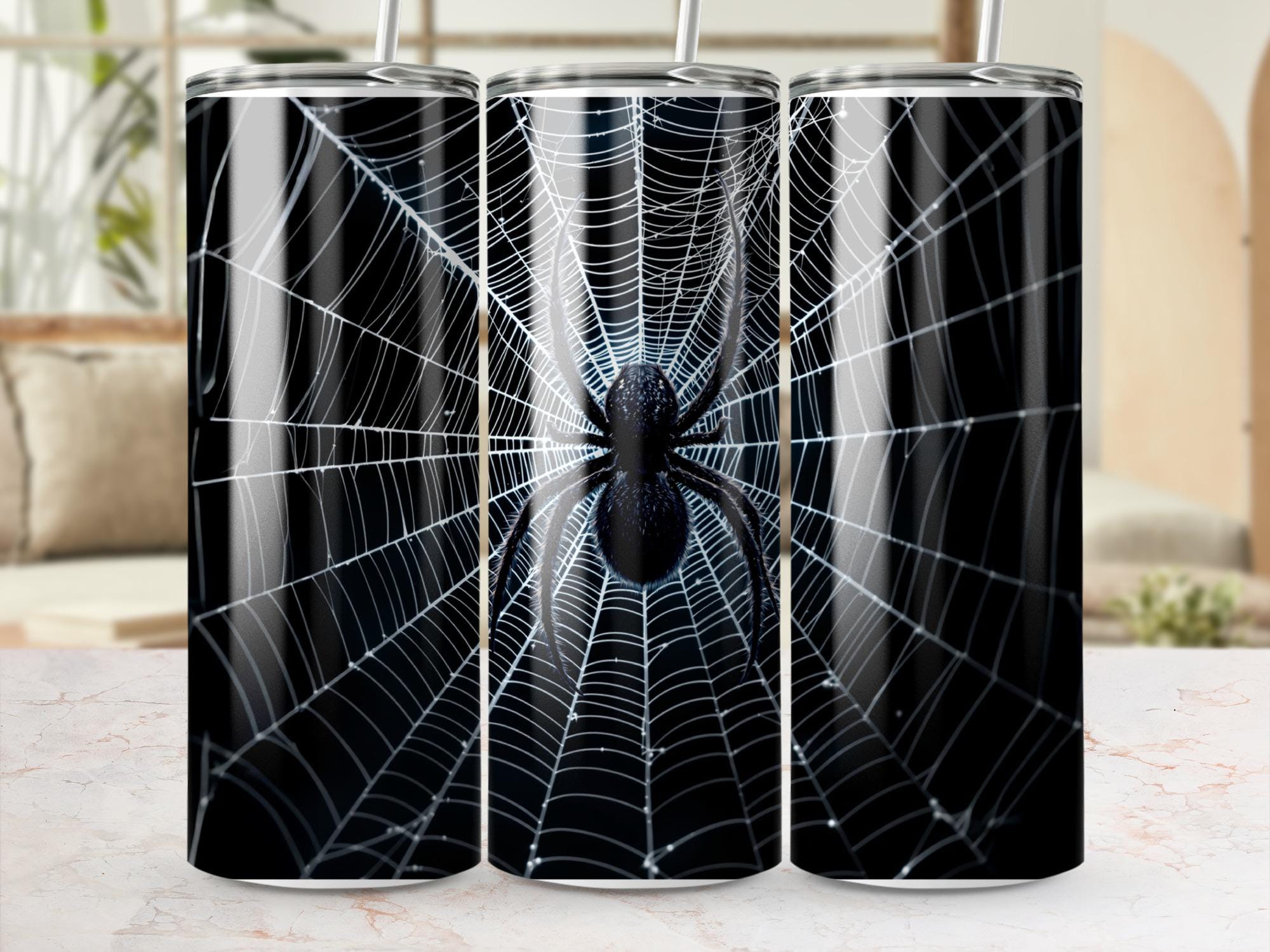 Spider Web Tumbler Wrap: Spooky Halloween Sublimation Design (Digital Download