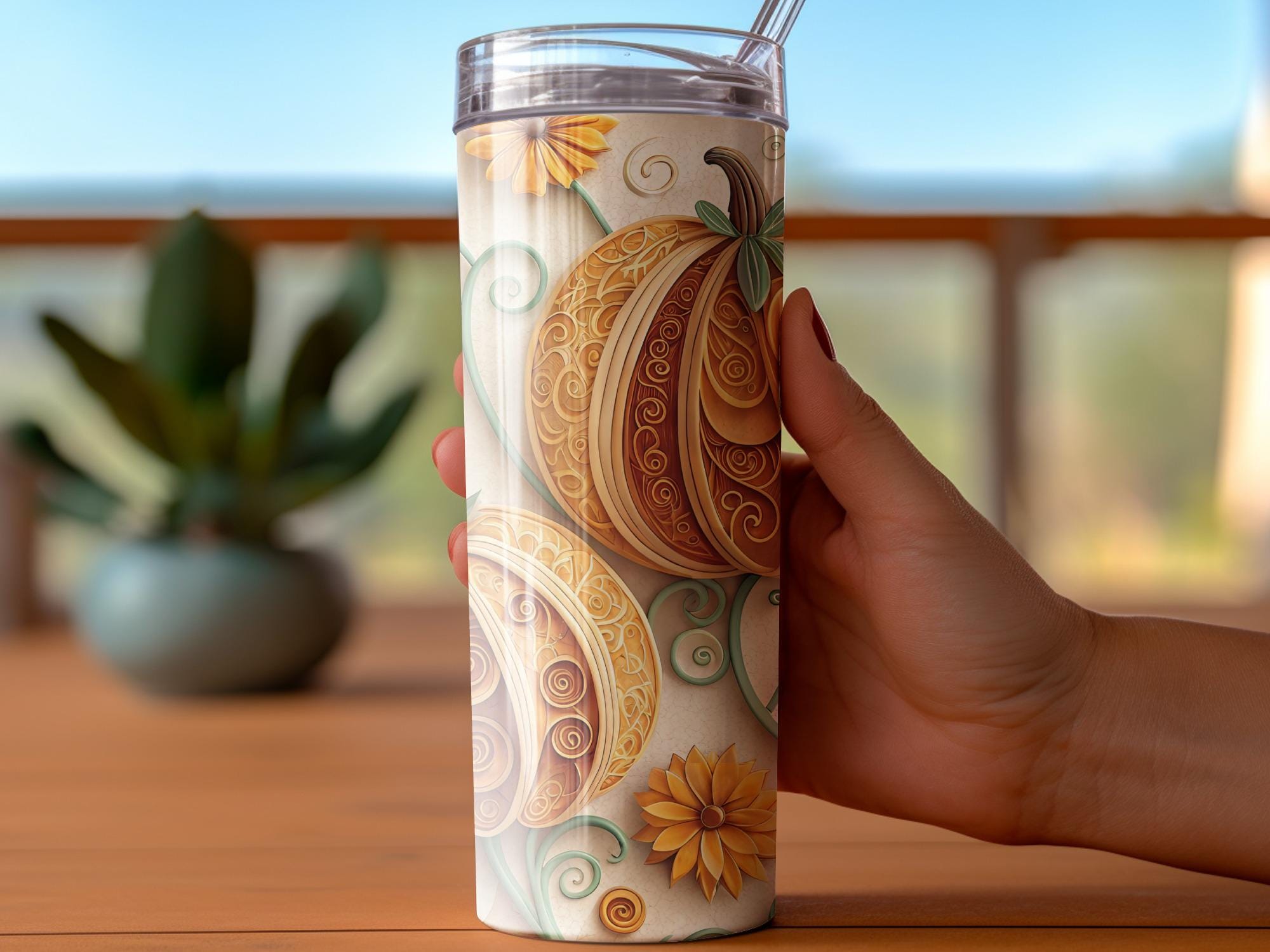 Floral Pumpkin Tumbler Wrap: Fall Sublimation Design (Digital Download)