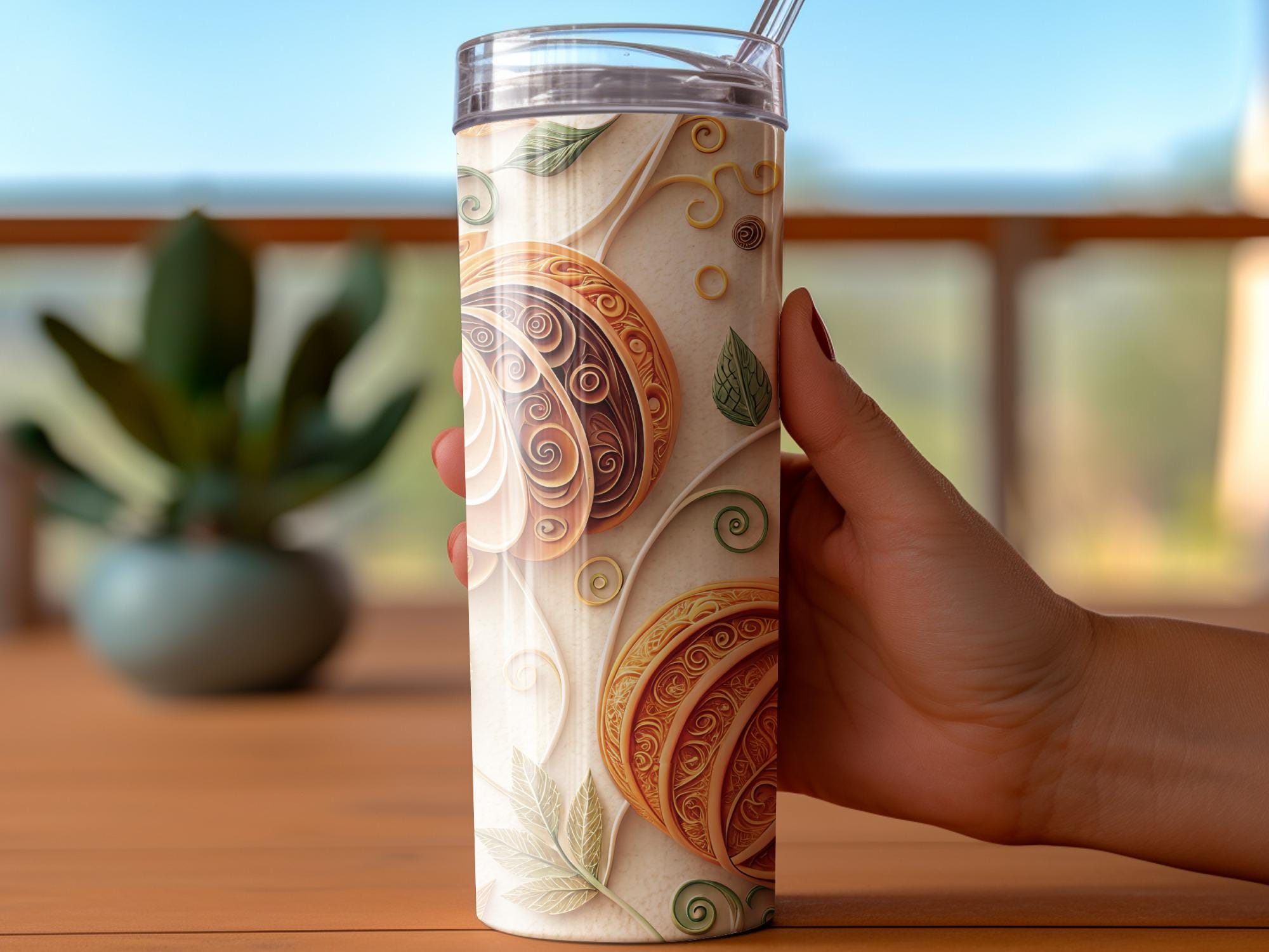 Fall Leaves Pumpkin Tumbler Wrap: Autumn Sublimation Design (Digital Download