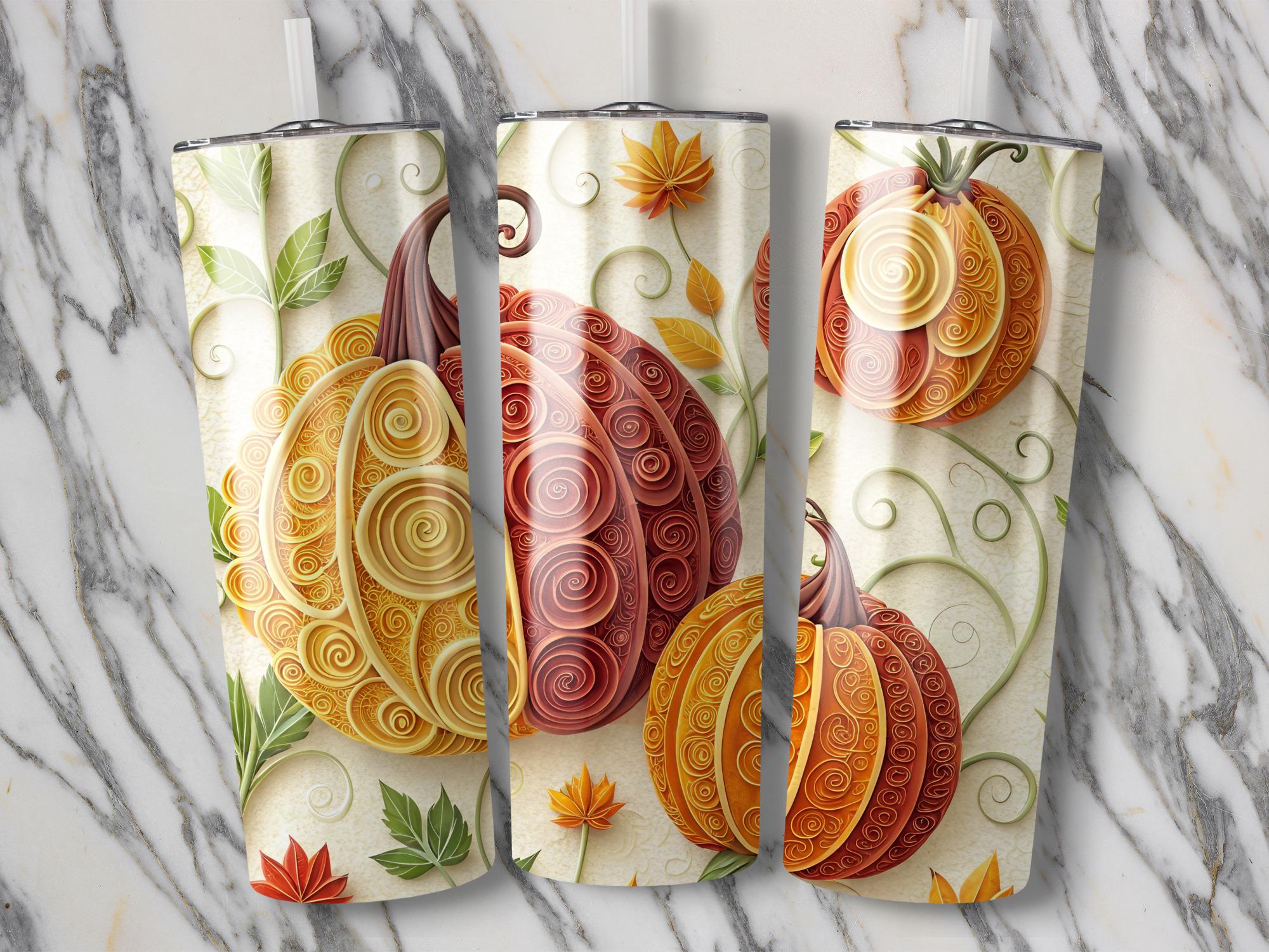 Quilling Pumpkin Tumbler Wrap: Autumn Fall Design (PNG Digital Download for 20oz Tumbler)