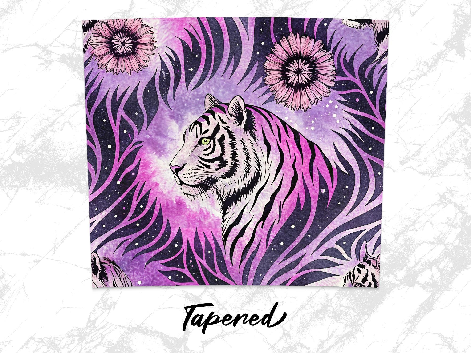 Purple Tiger Tumbler Wrap: Floral Galaxy 20oz Skinny Tumbler Design (Digital Download)