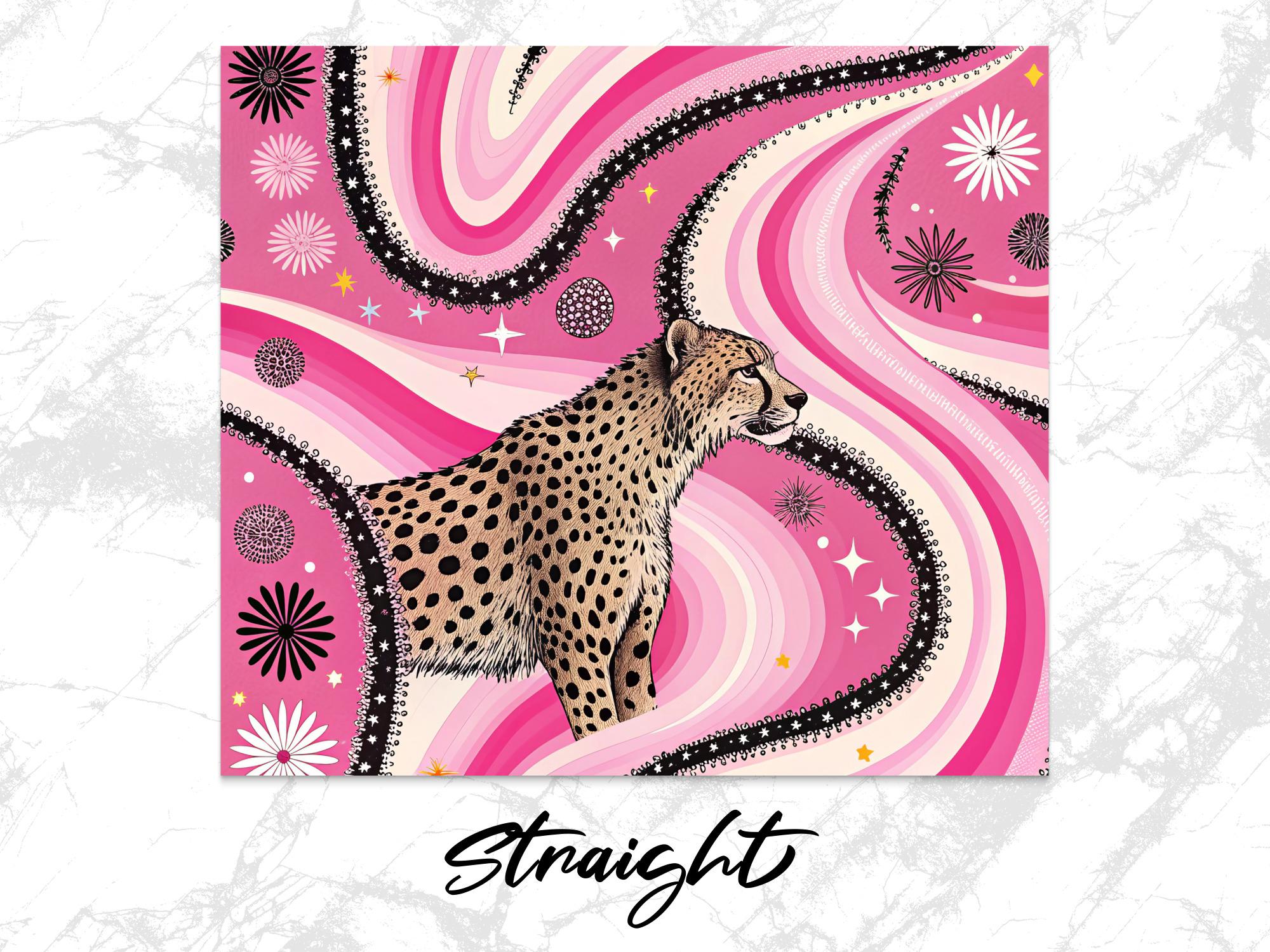 Cheetah Tumbler Wrap PNG: Retro Pink Swirls, Groovy Sublimation Design (Digital Download)