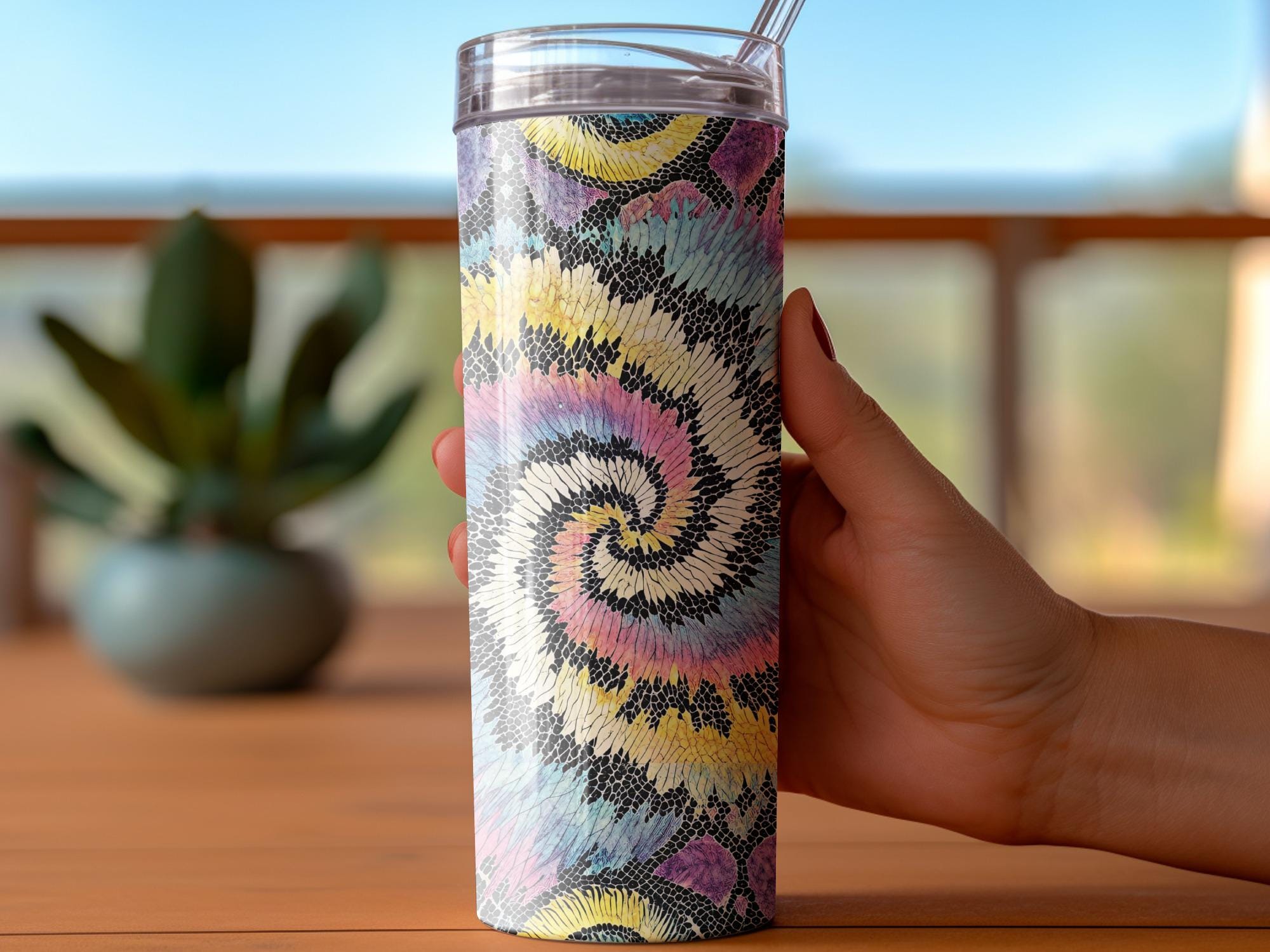 Rainbow Tie Dye Snake Skin Tumbler Wrap PNG: 20 oz Sublimation Design (Digital Download)