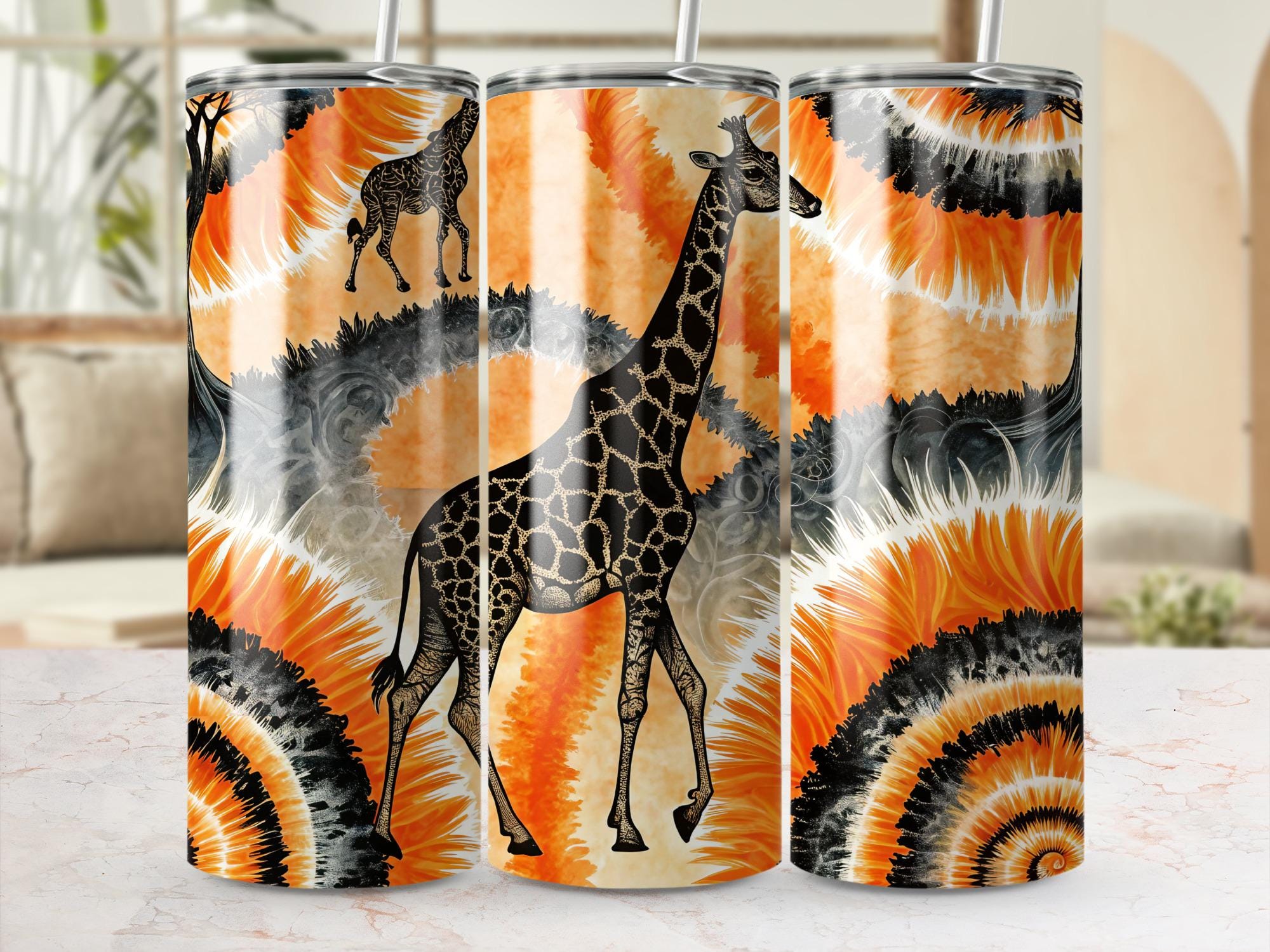 Giraffe Tumbler Wrap PNG: Tie Dye Animal Print, 20 oz Skinny Tumbler (Digital Download)
