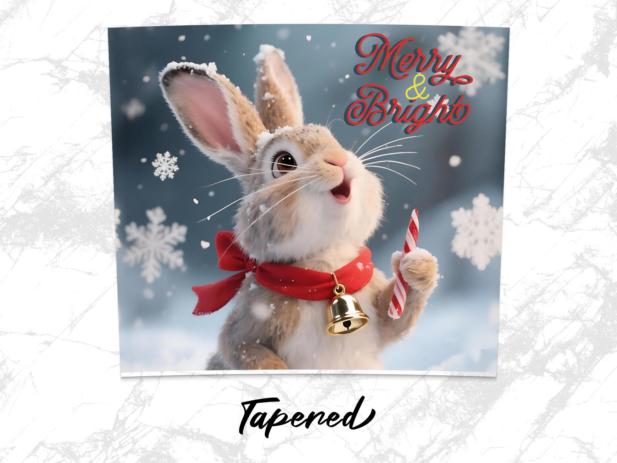 Christmas Bunny Tumbler Wrap: Merry Bright Rabbit PNG (Digital Download)