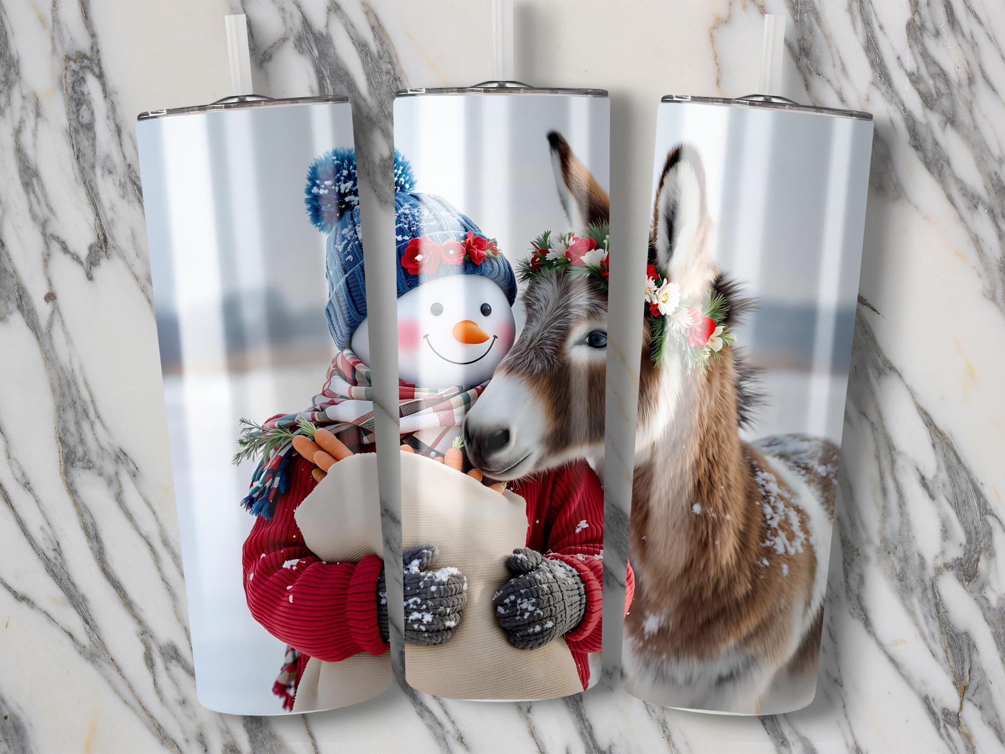 Snowman Donkey Tumbler Wrap: Winter Sublimation Design (Digital Download)