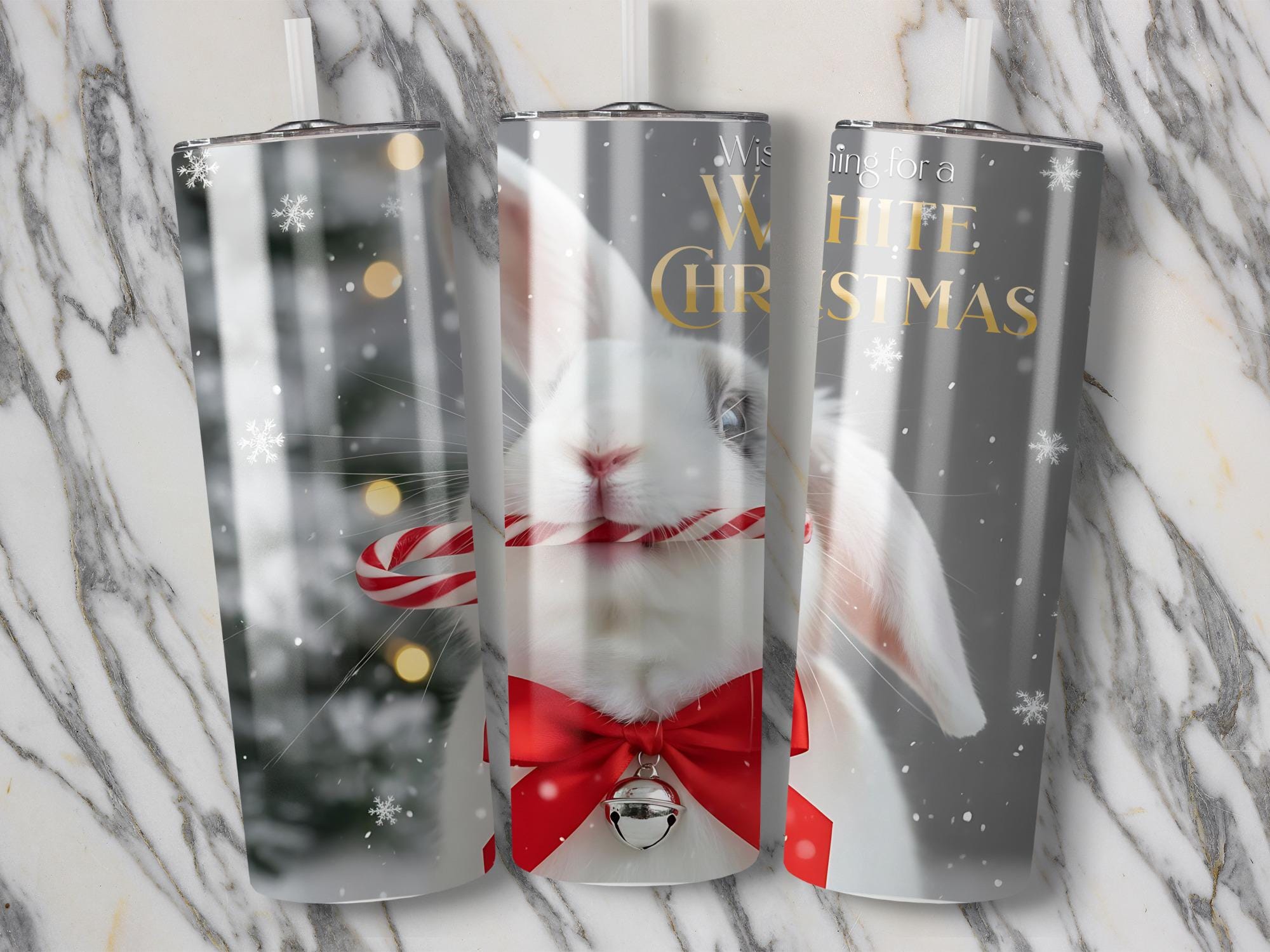 Christmas Bunny Tumbler Wrap: Holiday 20oz Sublimation Design (Digital Download)