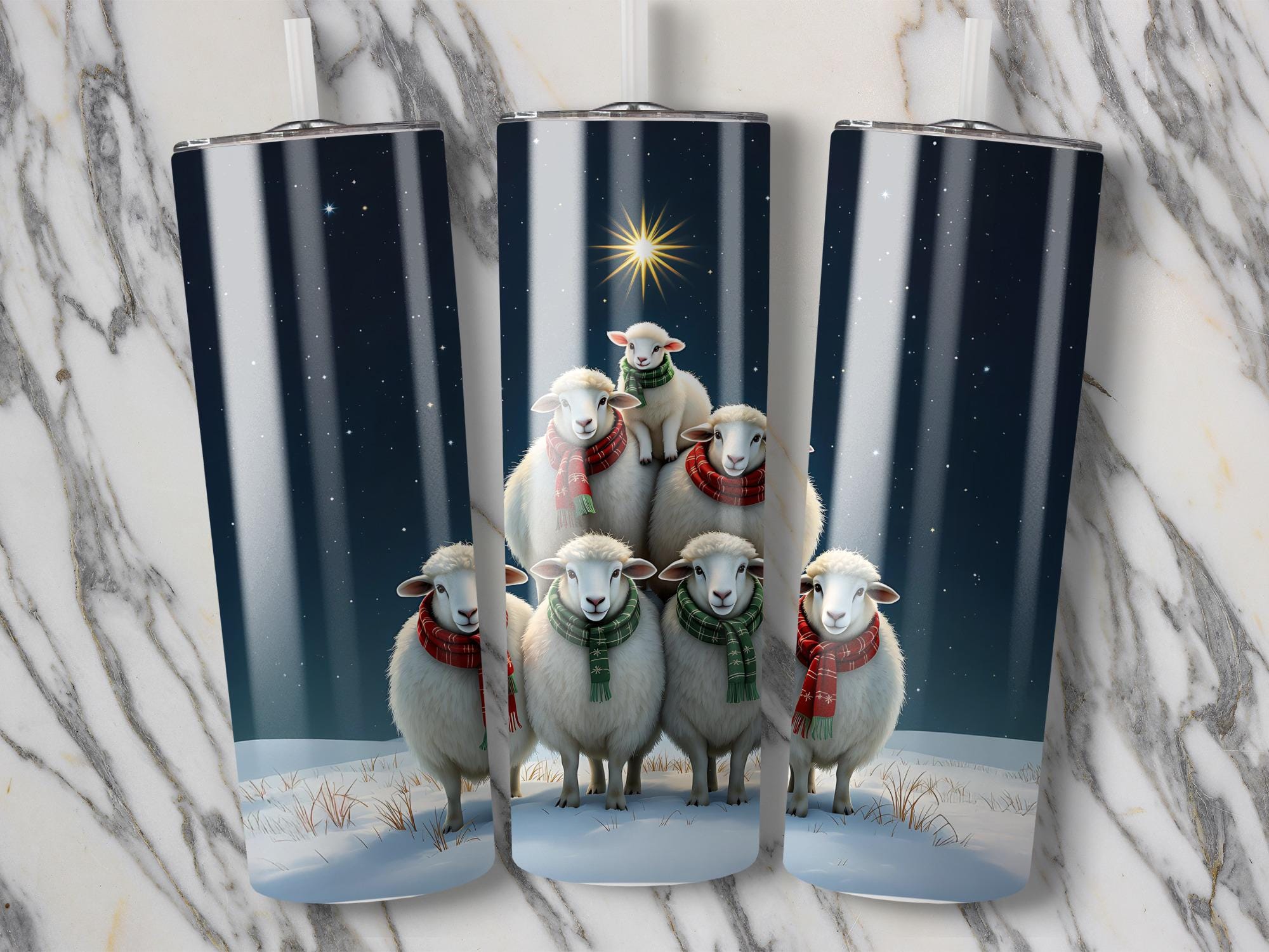 Christmas Sheep Tumbler Wrap: Holiday Sublimation Design (Digital Download)