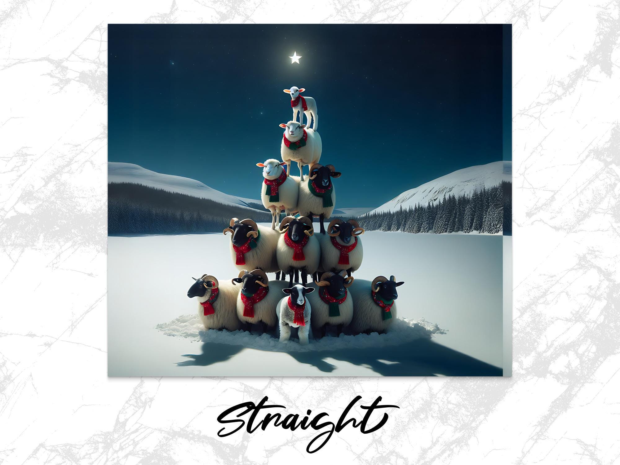 Christmas Sheep Tumbler Wrap: Holiday Lamb Pyramid PNG (Digital Download)