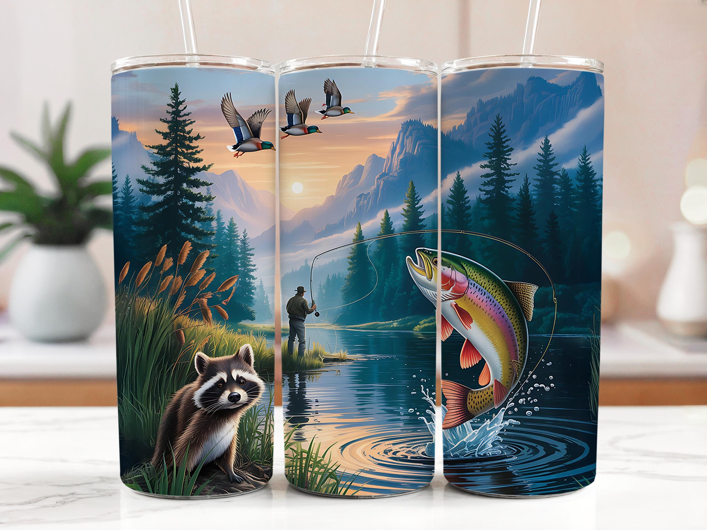Trout Fishing Tumbler Wrap: Outdoors Sublimation Design (Digital Download)
