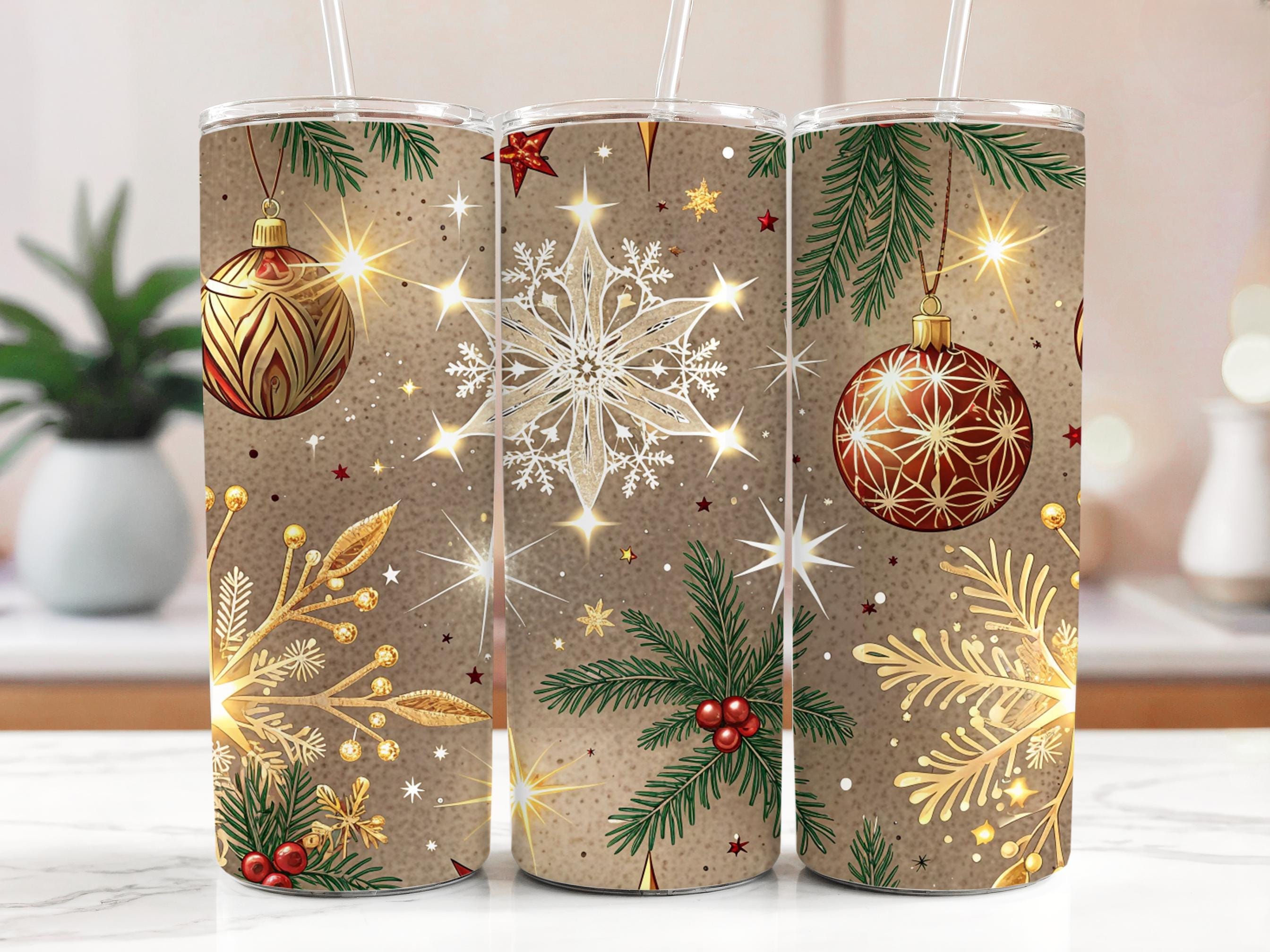 Christmas Ornament Tumbler Wrap: Festive 20oz Skinny Tumbler PNG (Digital Download)