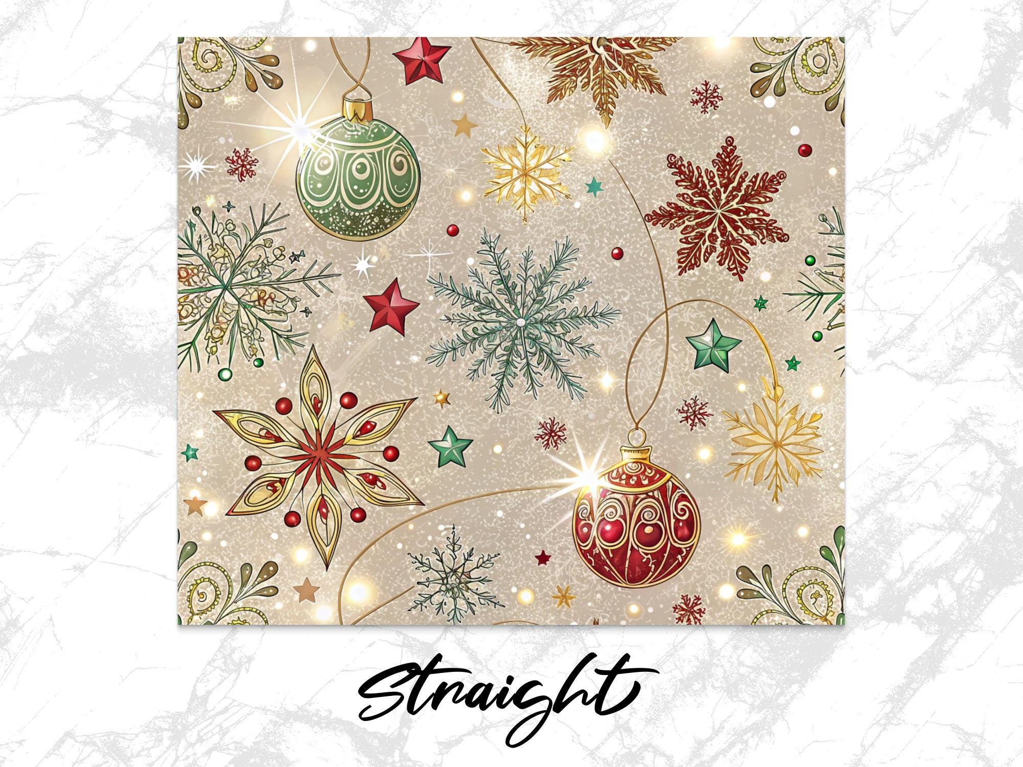 Christmas Ornament Tumbler Wrap: Holiday Snowflake Design (Digital Download)