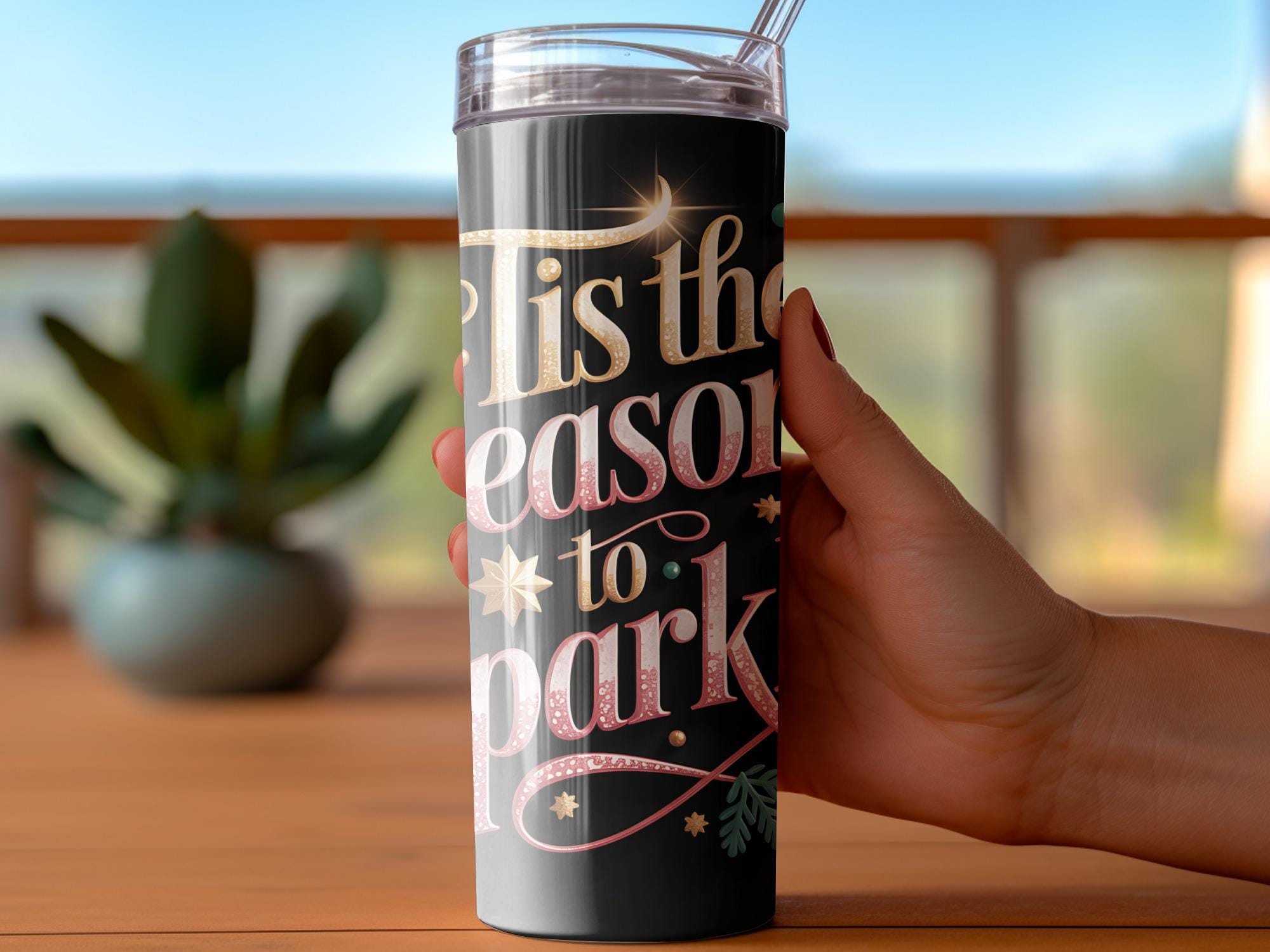 Festive Christmas Tumbler Wrap: 'Tis the Season to Sparkle' (Digital Download)