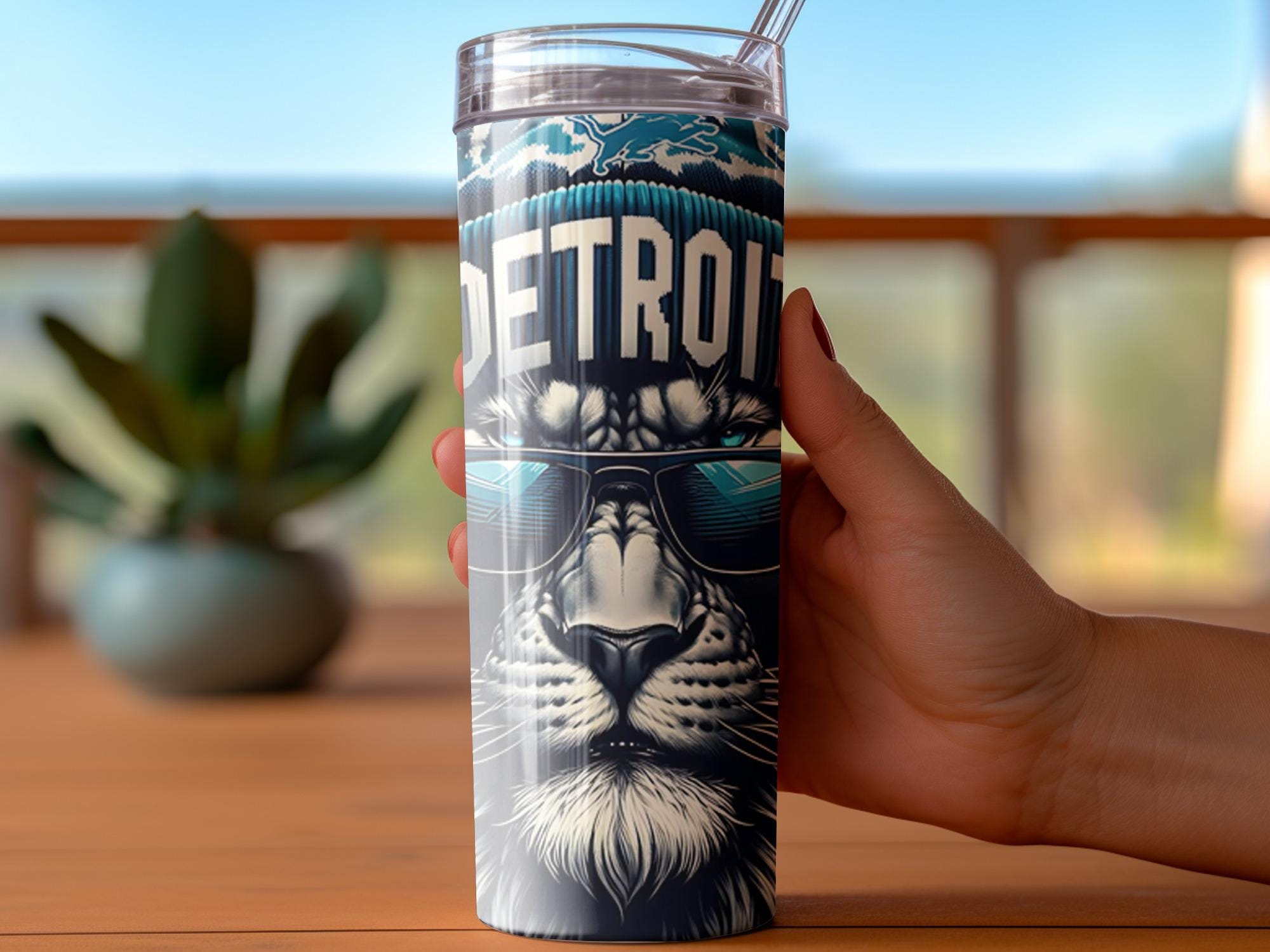 Detroit Lions Tumbler Wrap: Football Lion PNG (Digital Download)