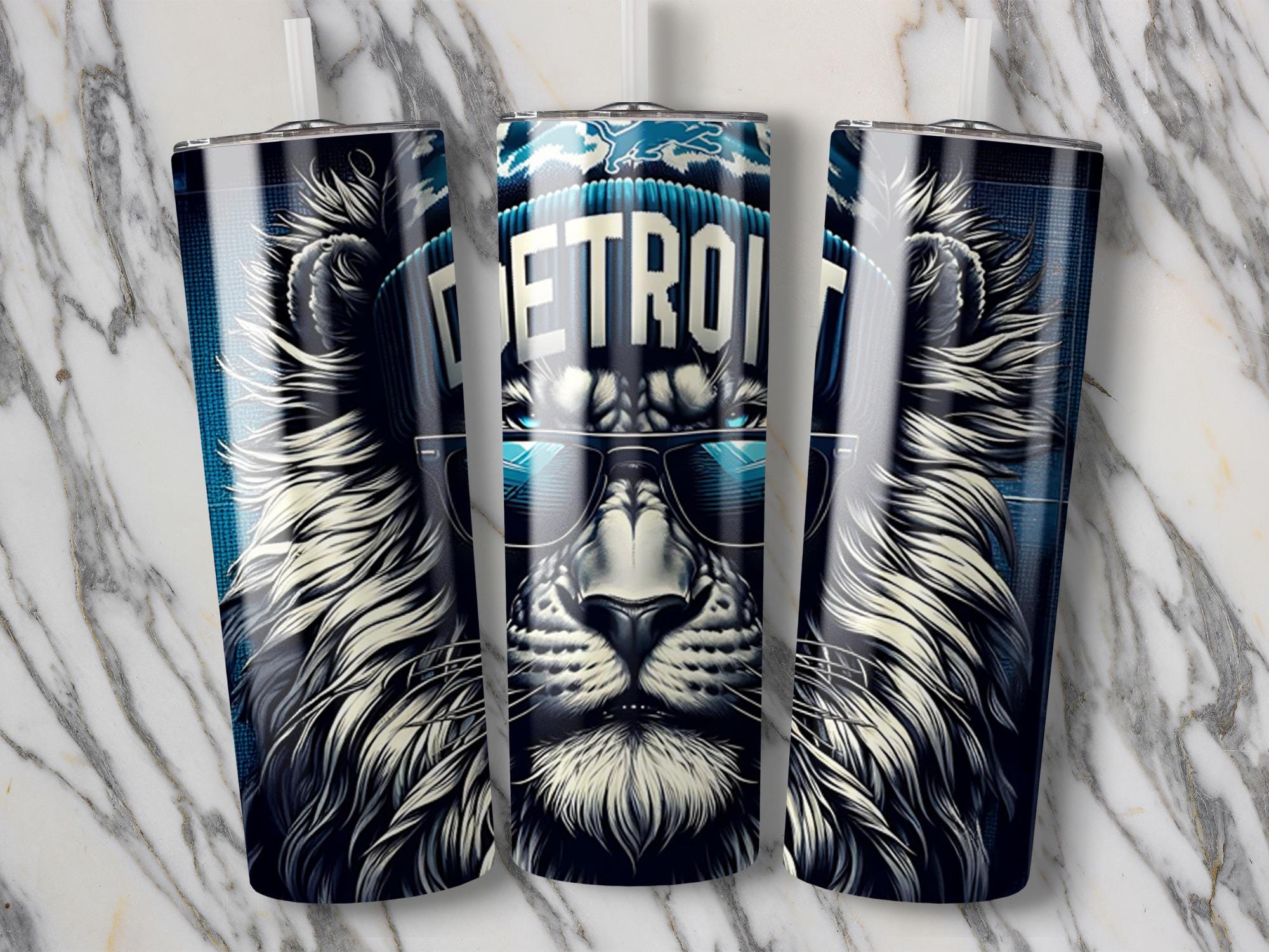 Detroit Lions Tumbler Wrap: Football Lion PNG (Digital Download)