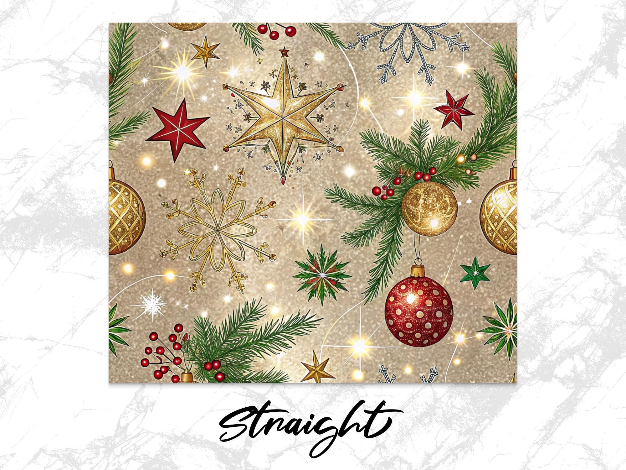 Christmas Ornament Tumbler Wrap: Sparkling Snowflake Sublimation Design (Digital Download)
