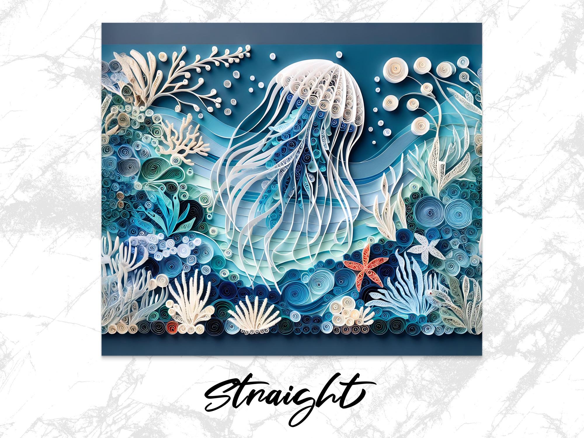 Jellyfish Tumbler Wrap: Quilled Paper Ocean Design (PNG Digital Download 20oz Tumbler)