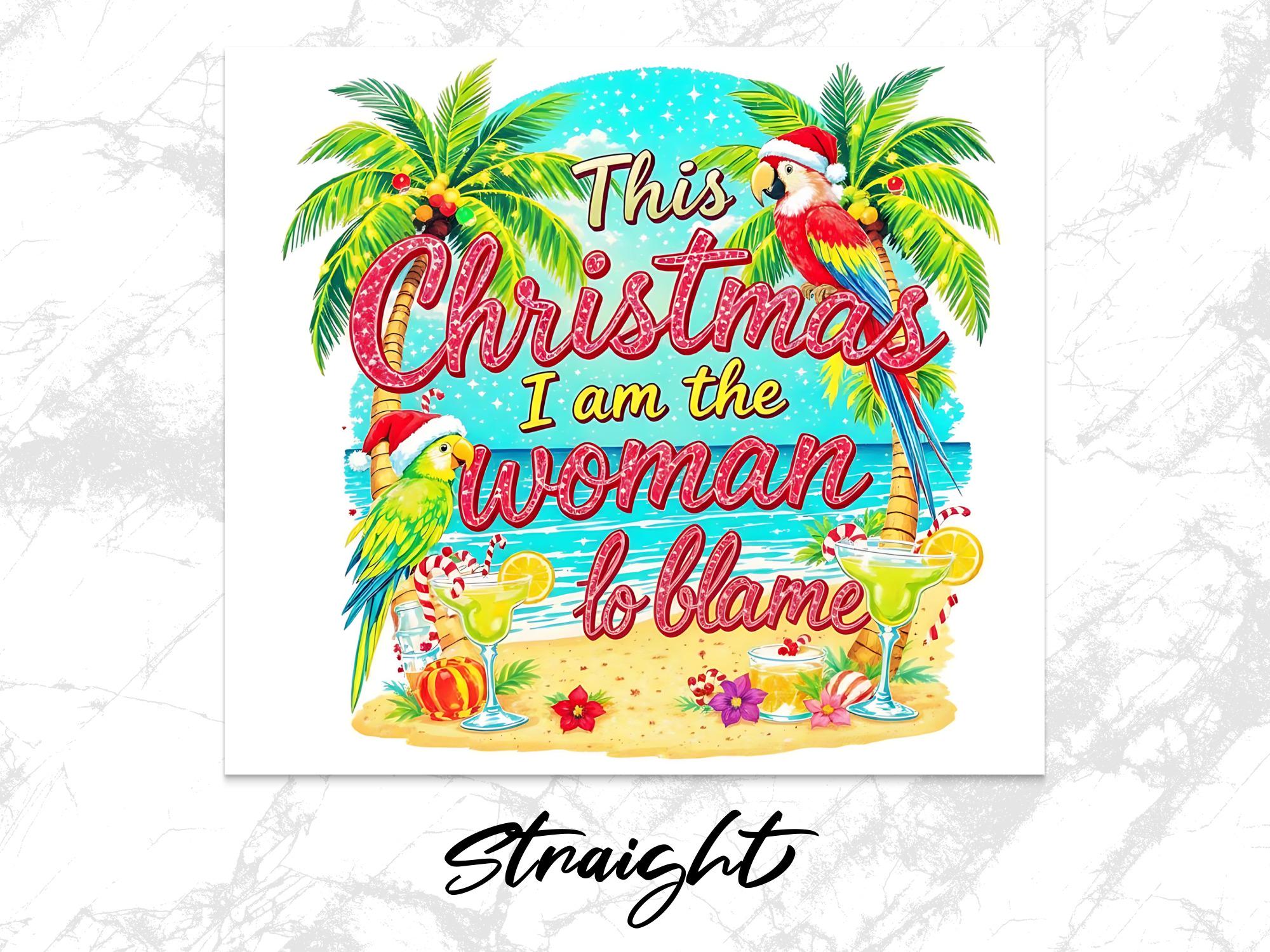 Tropical Christmas Tumbler Wrap: Parrot Santa Hat (Digital Download)