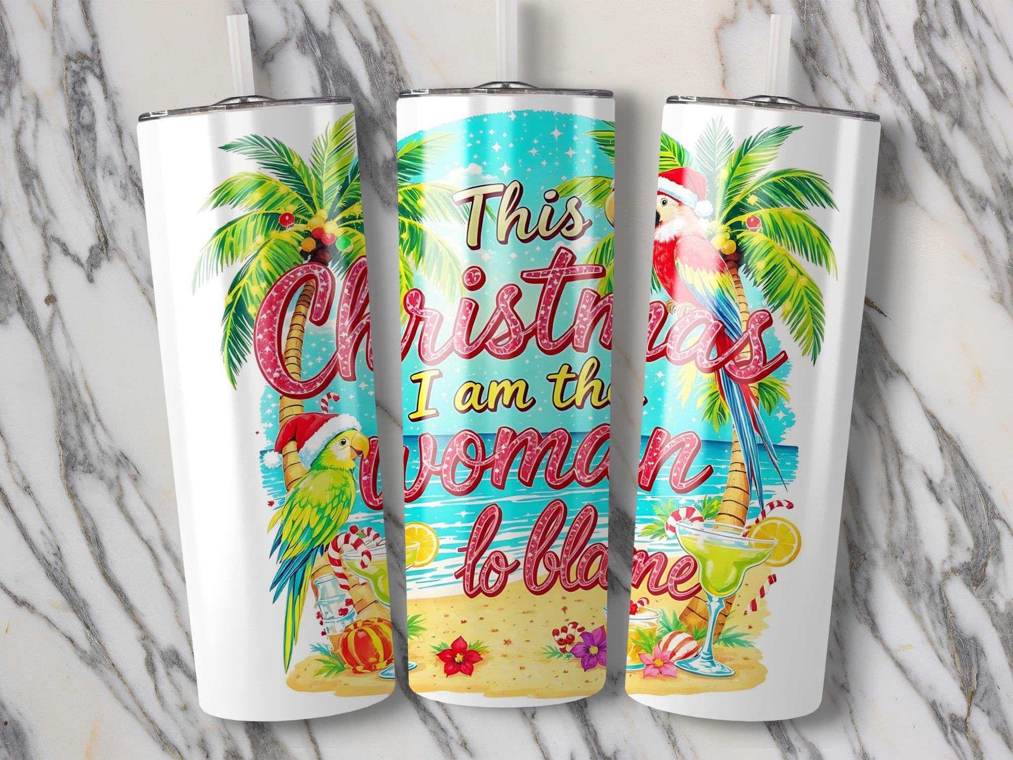 Tropical Christmas Tumbler Wrap: Parrot Santa Hat (Digital Download)