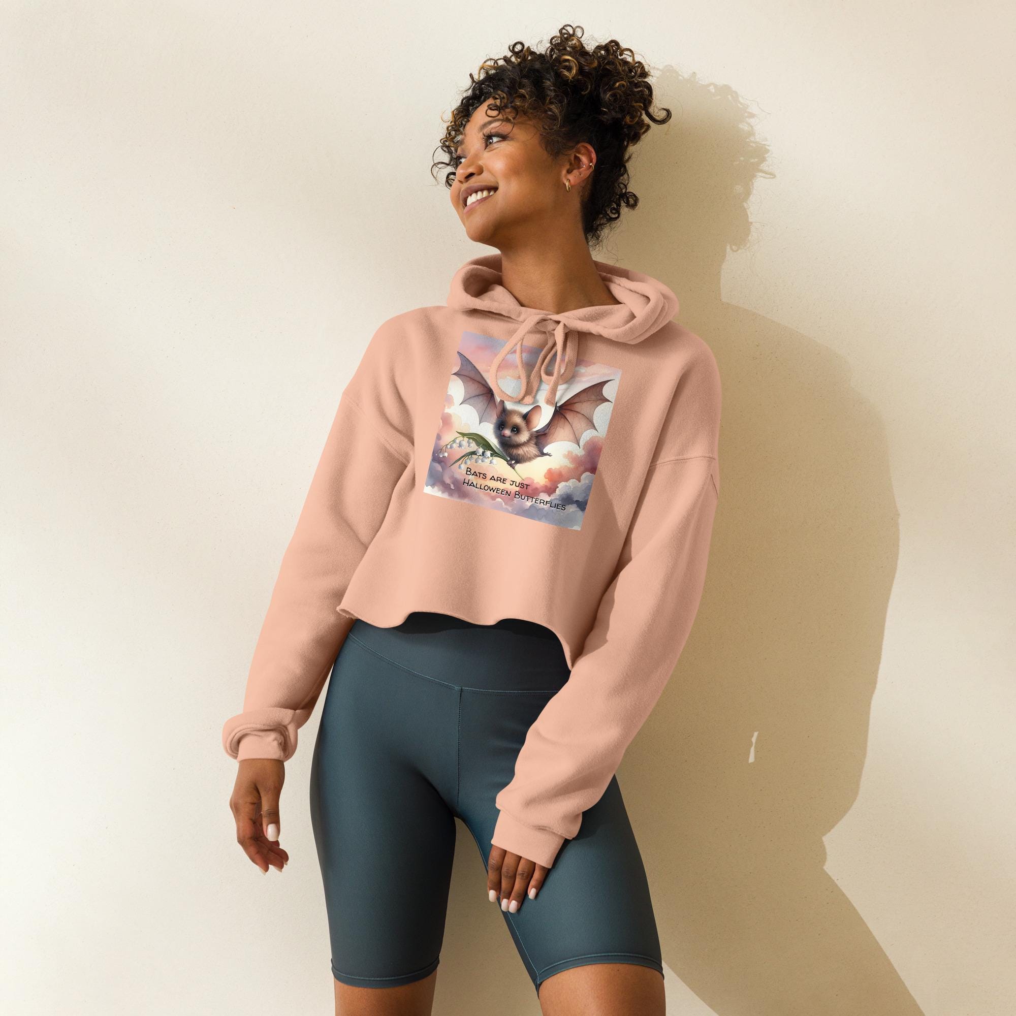 Halloween Bat Crop Hoodie: 'Bats are Butterflies' Graphic Sweatshirt
