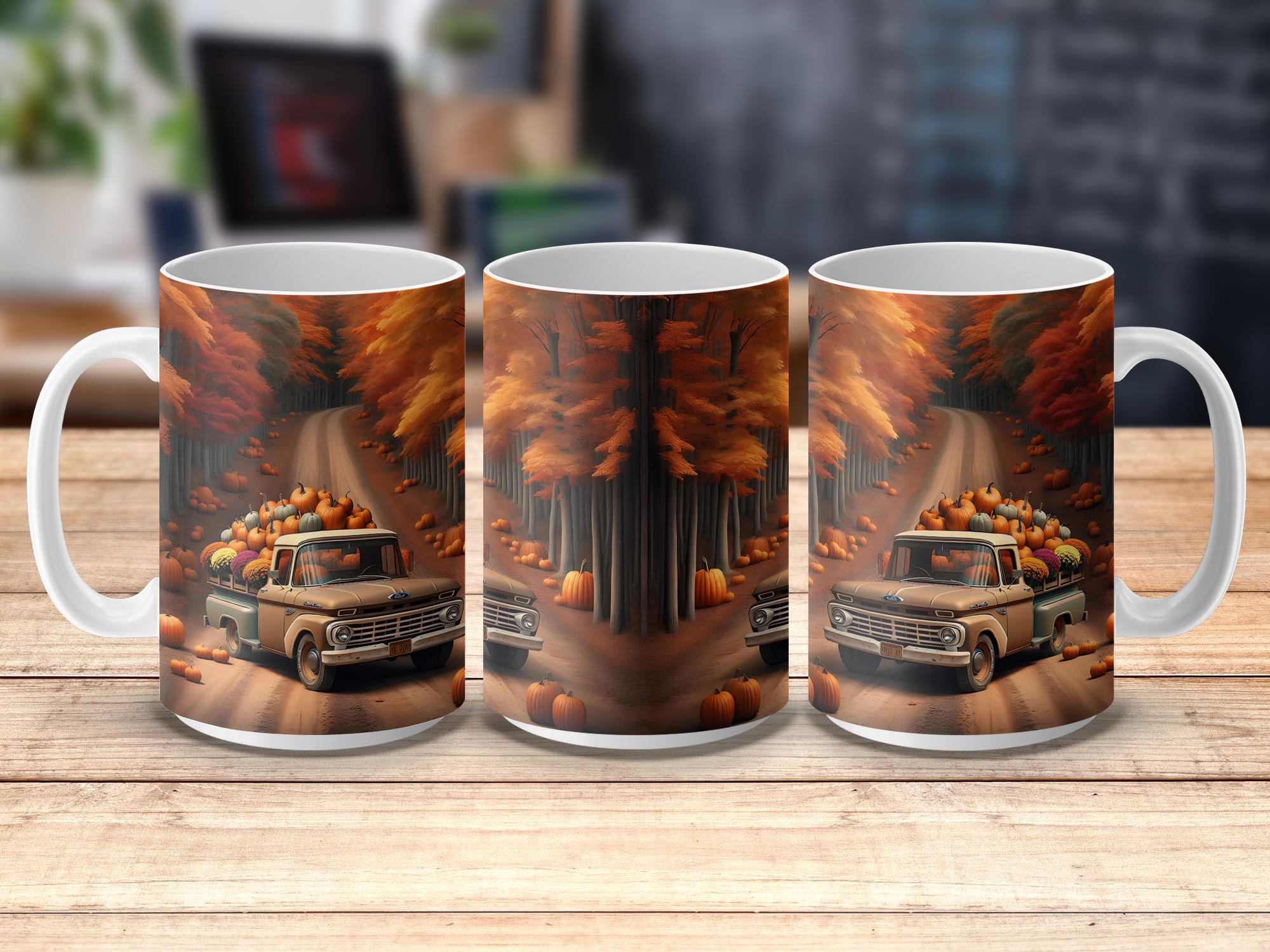 Vintage Fall Truck Mug: Autumn Decor Coffee Cup