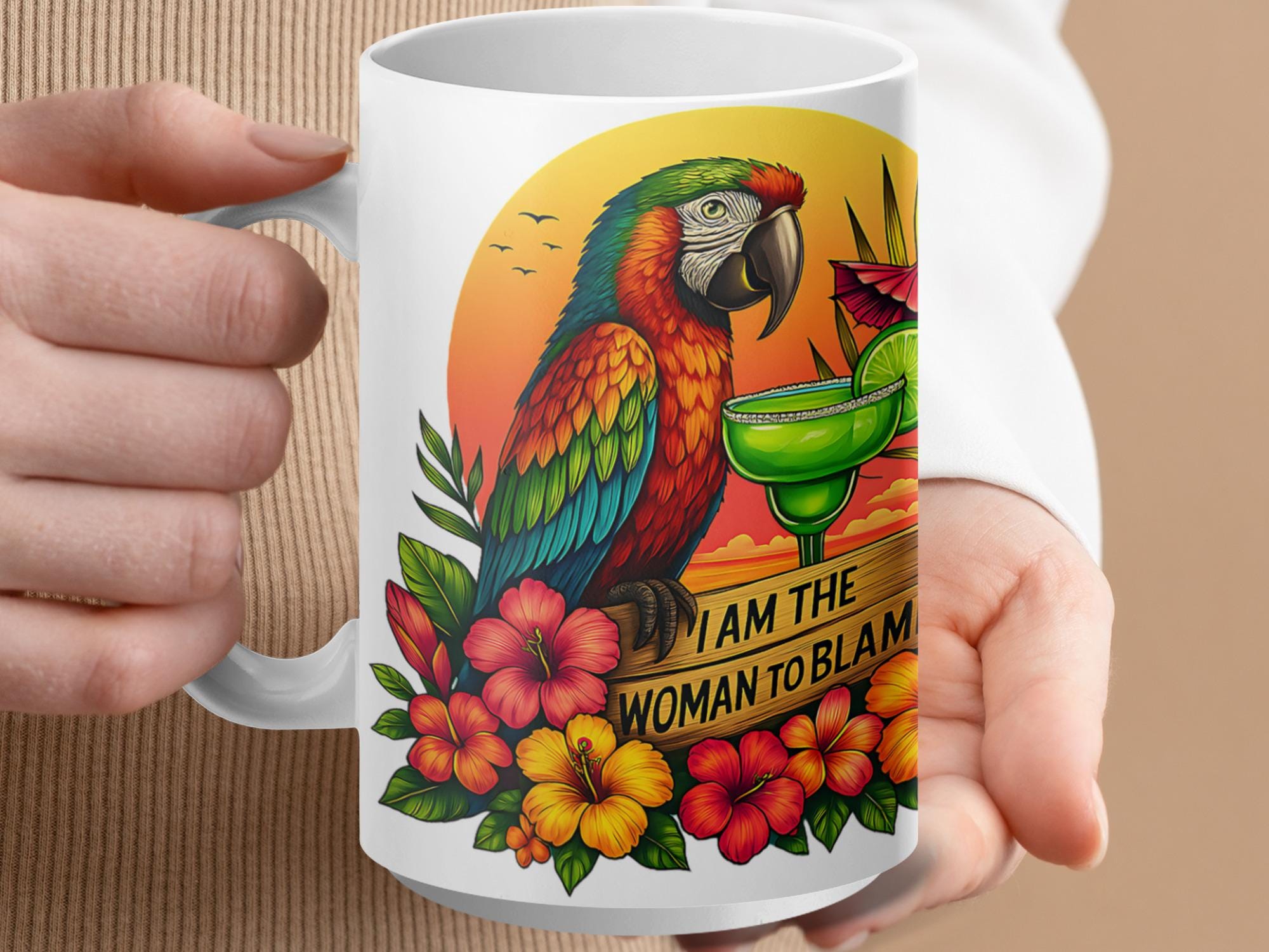 Parrot Margarita Mug: Tropical Cocktail Humor