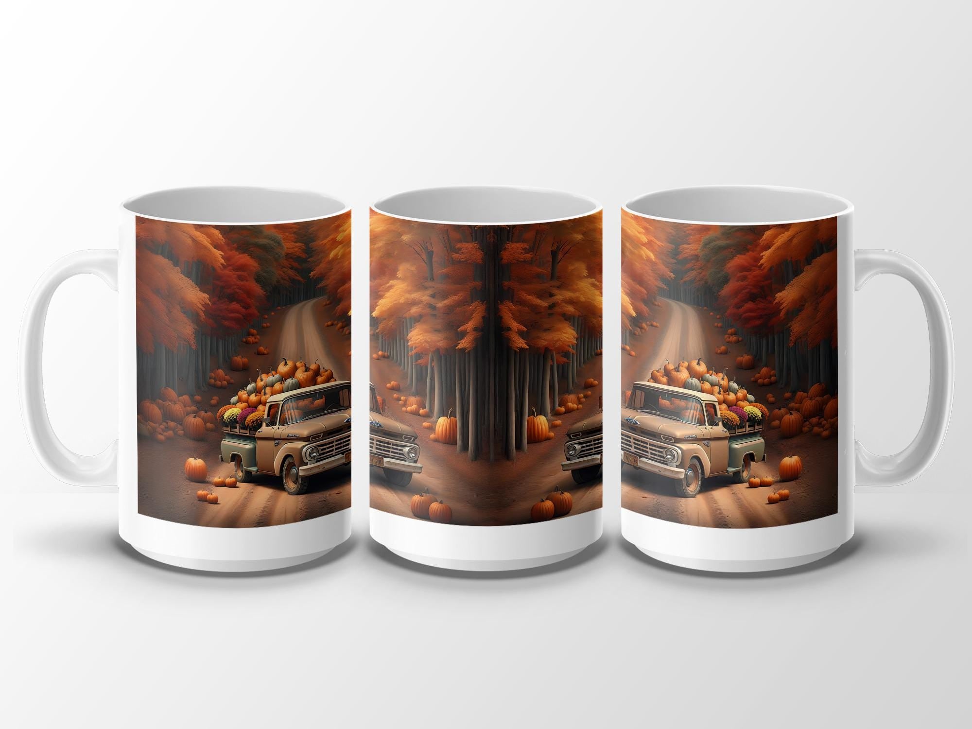 Vintage Fall Truck Mug: Autumn Decor Coffee Cup