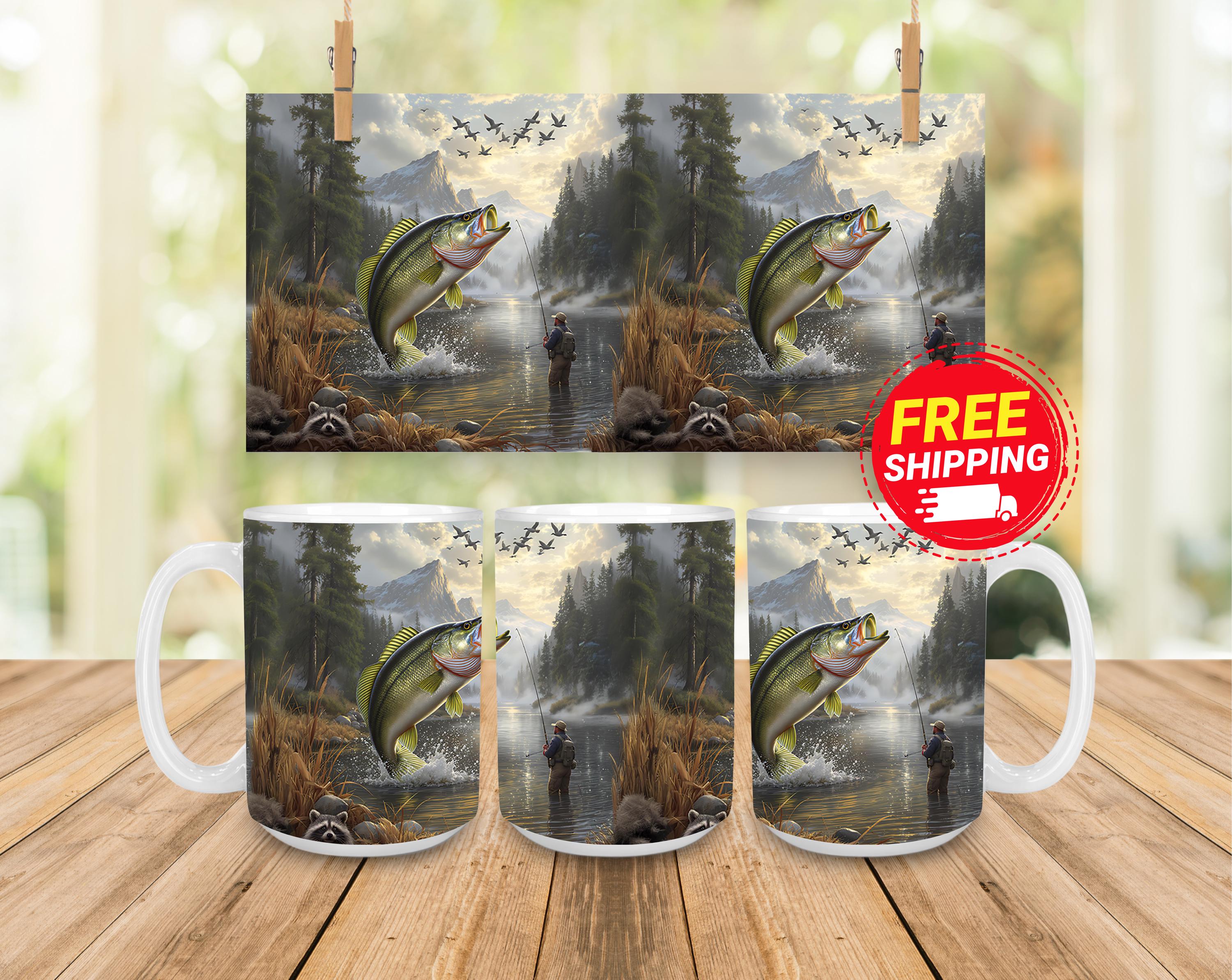 Largemouth Bass Fishing Mug: Ceramic Coffee Cup, Fisherman Gift