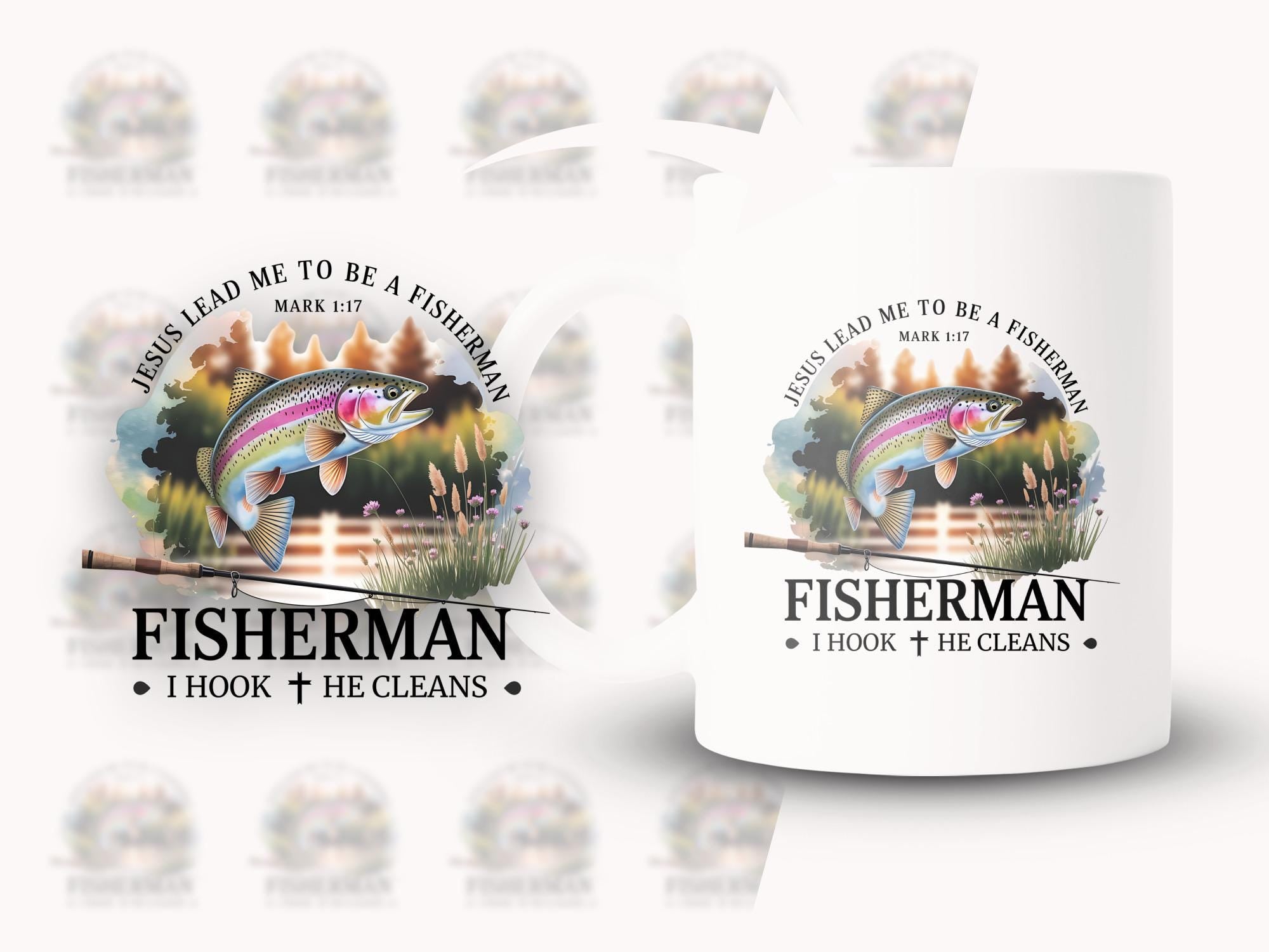 Rainbow Trout Fisherman PNG: Jesus Lead Me Sublimation Design (Digital Download)