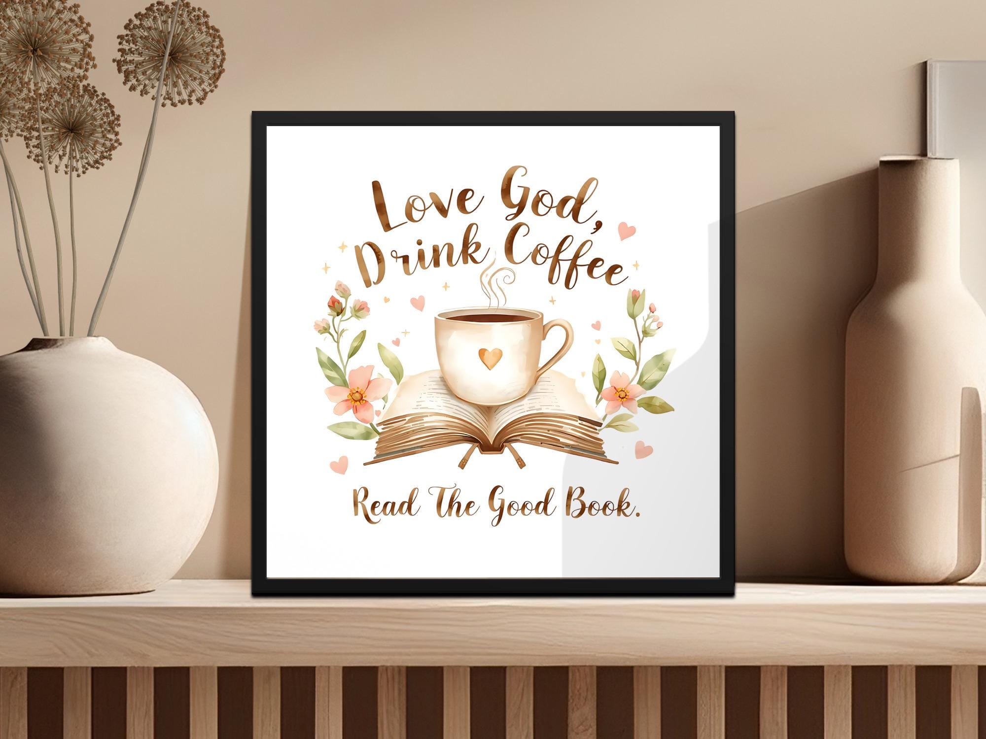 Christian Coffee Lover PNG: Floral Book Sublimation (Digital Download)