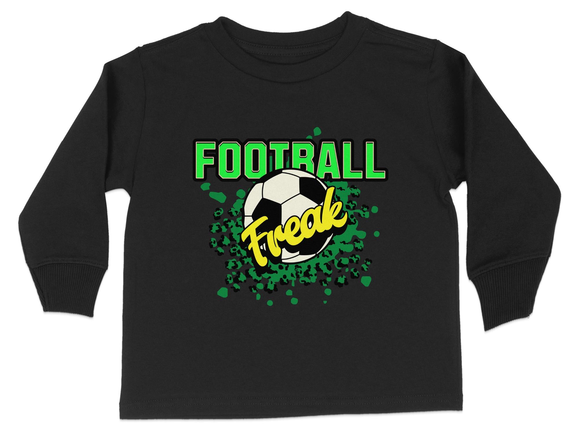 Football Freak Toddler Long Sleeve Shirt: Green Splatter Design