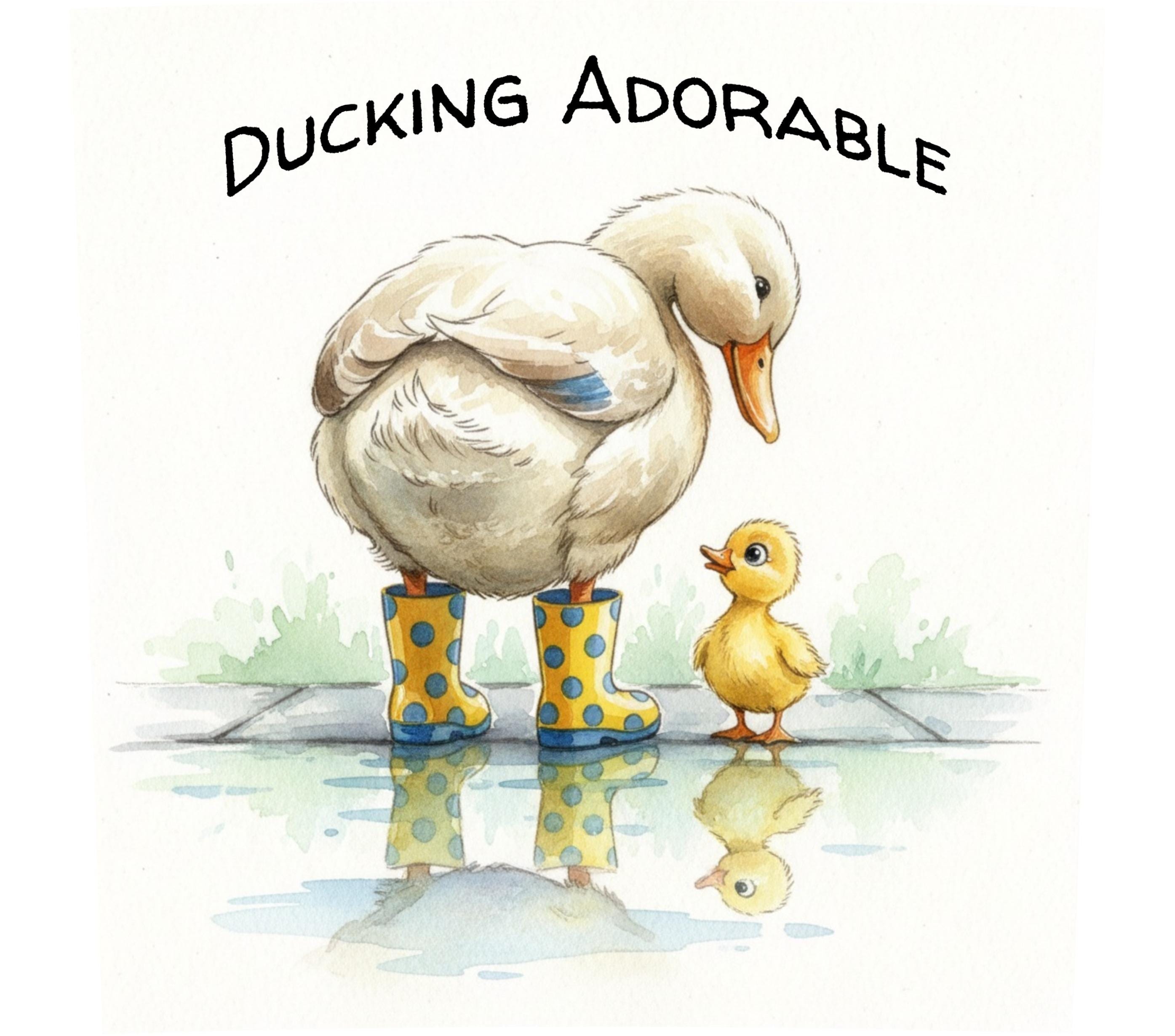 Ducking Adorable Mother Duck & Duckling in Boots PNG (Digital Download)