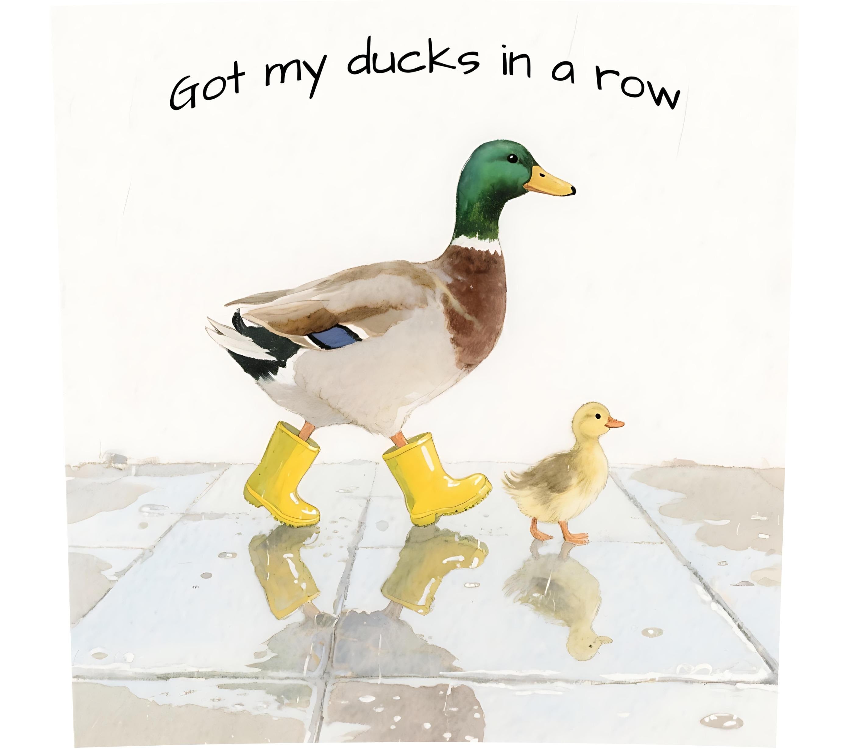 Ducklings in Rubber Boots PNG: Mom and Baby Sublimation Design (Digital Download)