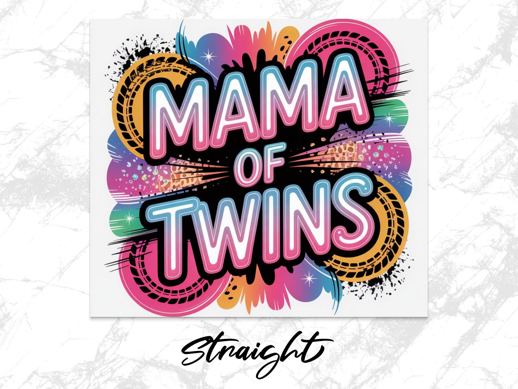 Mama of Twins Tumbler Wrap: Rainbow Sublimation Design (Digital Download)