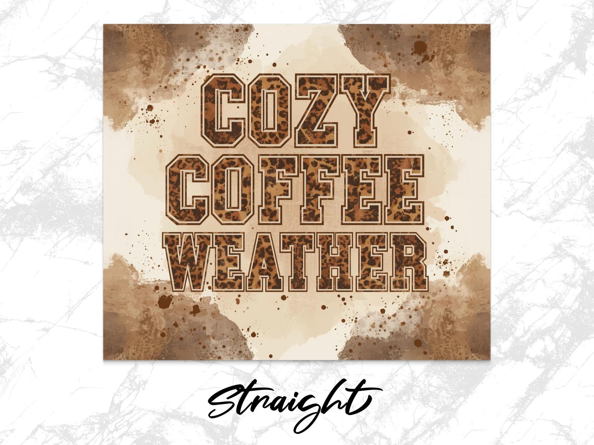 Cozy Coffee Leopard Print Tumbler Wrap - 20oz Skinny Tumbler PNG (Digital Download)
